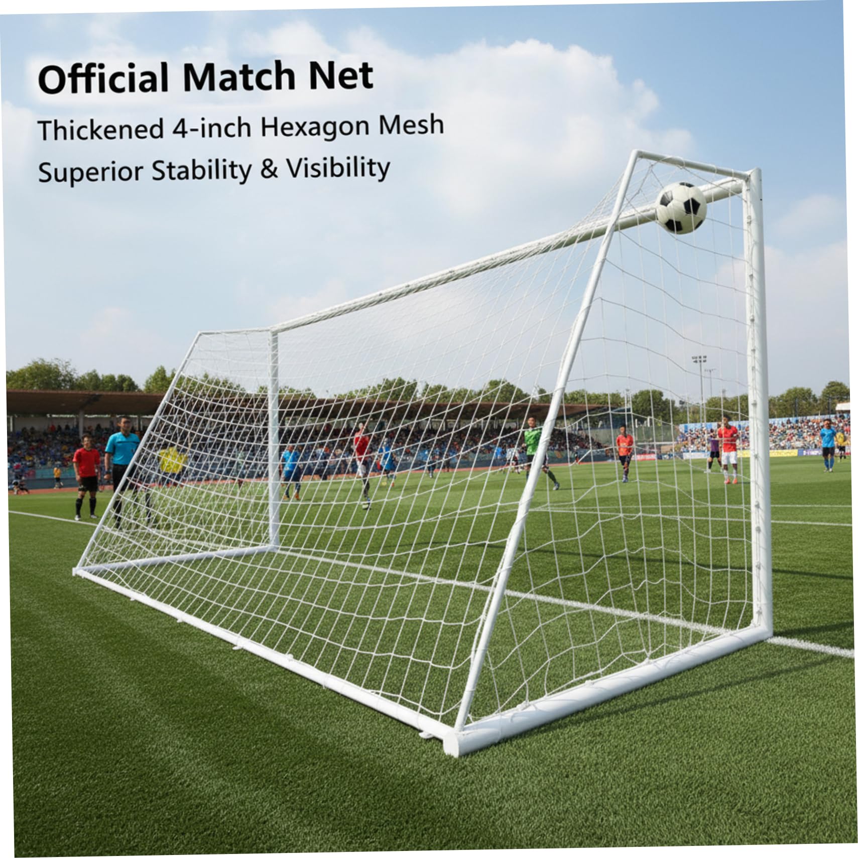 Reti da calcio Rete per porte da calcio Resistente bianca di ricambio per porte standard da allenamento e partite Rete professionale 24x8FT.