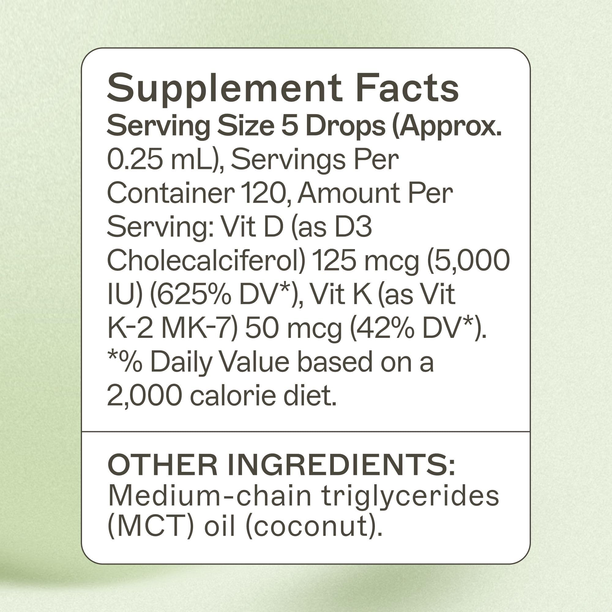 Amy Myers MD Vitamin D3/K2 Liquid - Supports Bone Health, Immune Function & Hormone Balance - High Absorption - Non-Dairy, Gluten-Free - 1 fl oz (30 Servings) — Amazon image 2