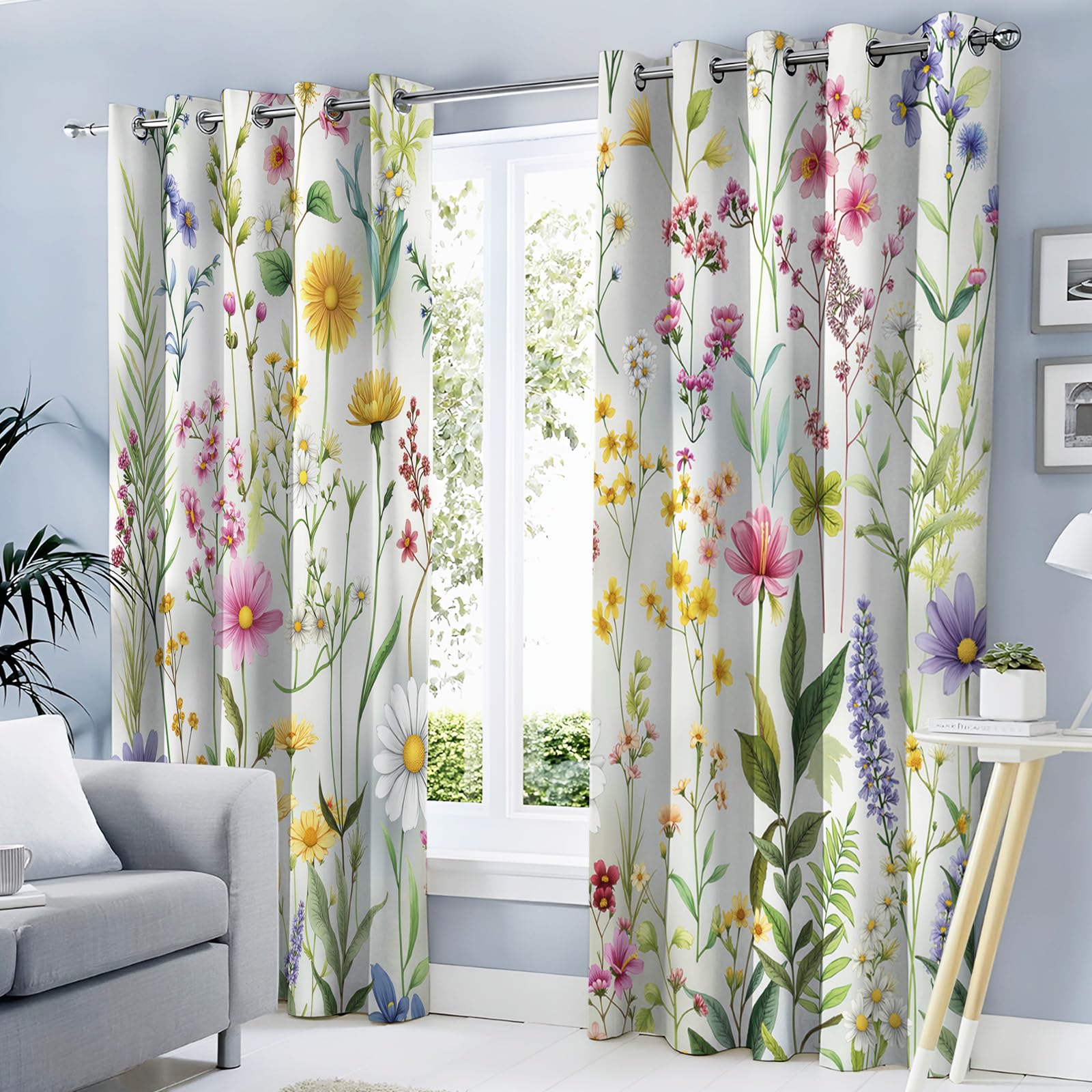 Rideau style champêtre aquarelle pour créer une ambiance cocooning dans le salon