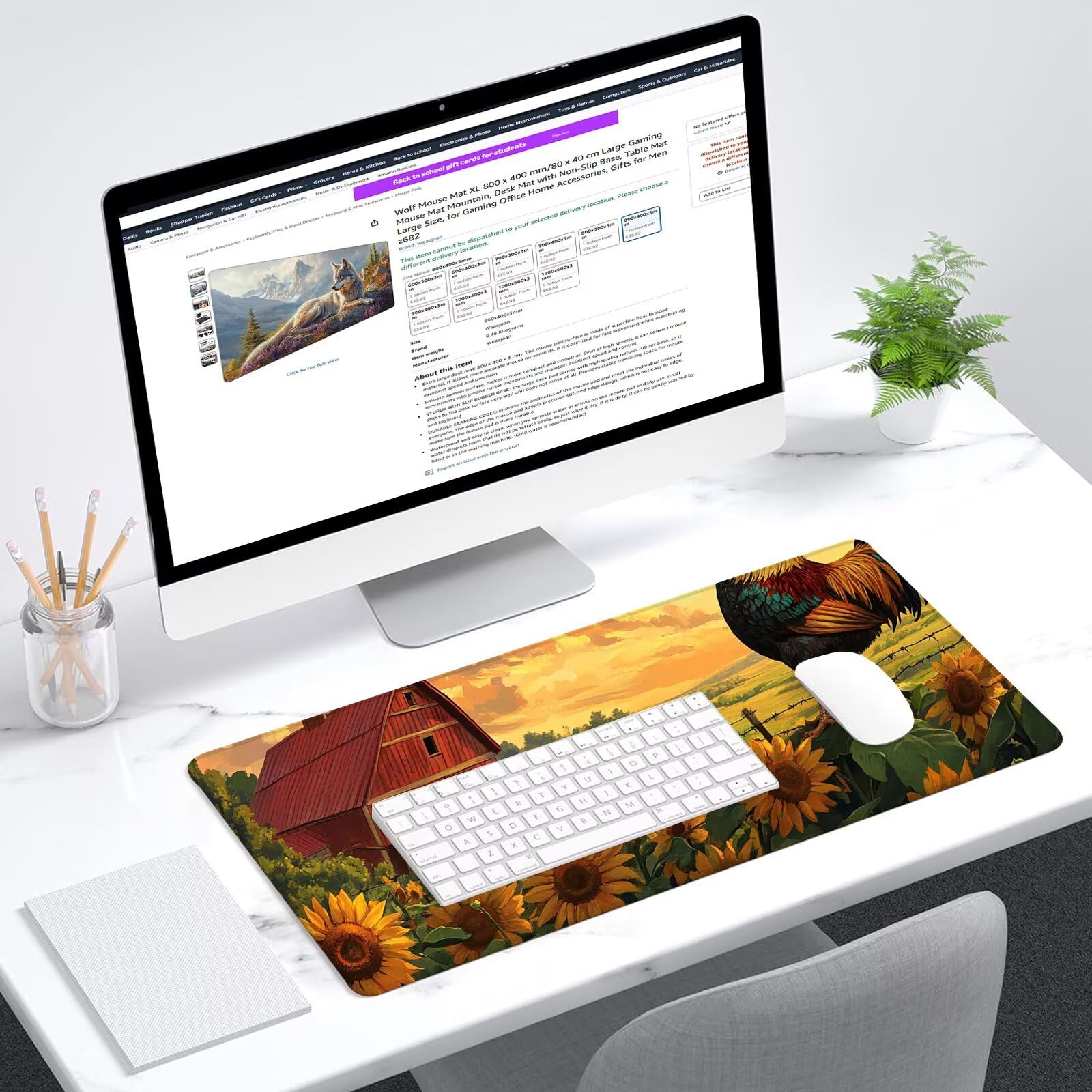 Podkładka pod mysz dla graczy Farm Podkładka pod mysz XXL 1200 x 600 mm Podkładka pod mysz z antypoślizgową gumową podstawą, wodoodporna antypoślizgowa podkładka pod mysz do komputera / domu / gracza