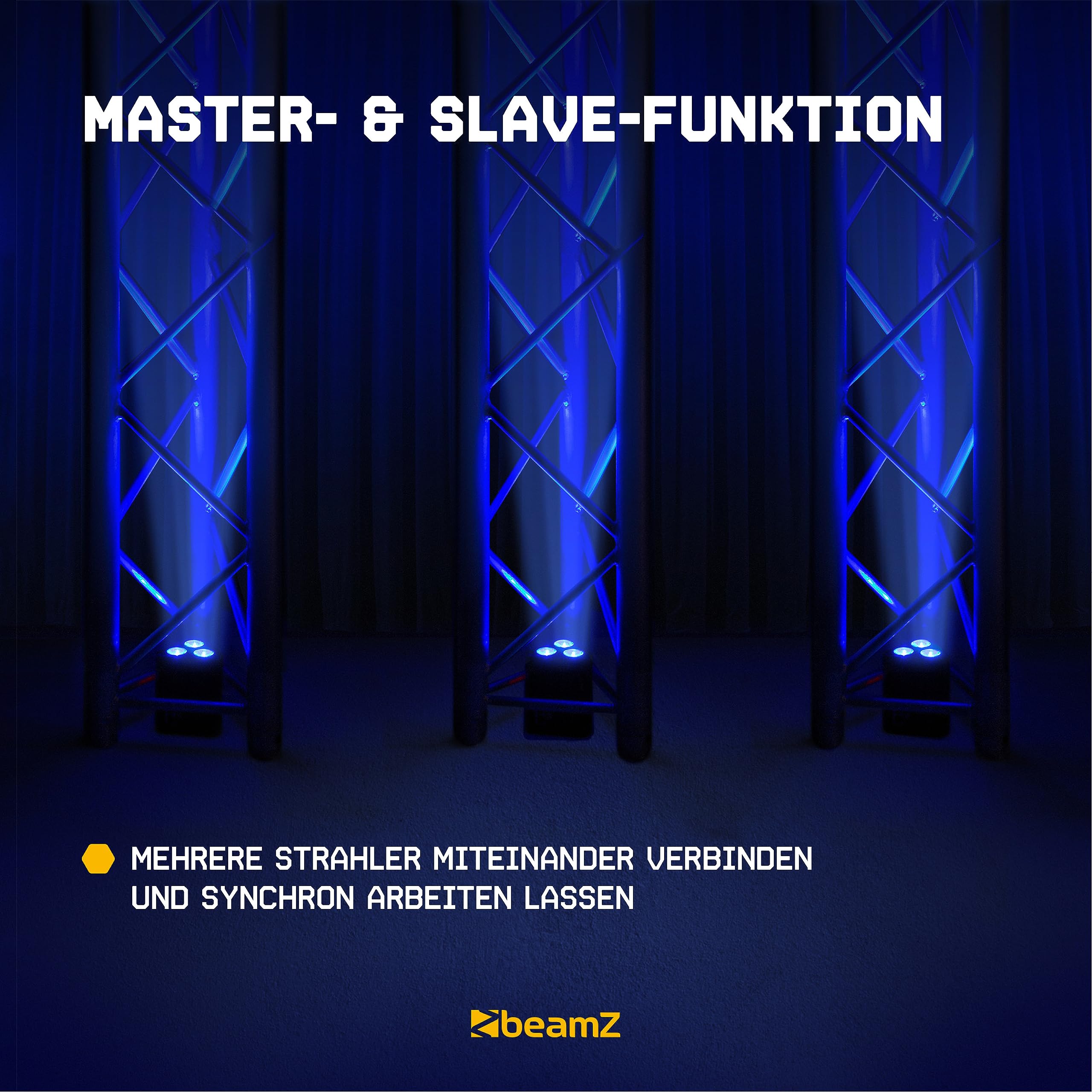 BeamZ BBP93 Akku LED Strahler 4er Set Uplight, 3x10 Watt Effektstrahler, RGB LED Spot, Bühnenbeleuchtung, Lichteffekte, Fernbedienung, Disco Licht, Partylicht Musikgesteuert, Ambiente Strahler