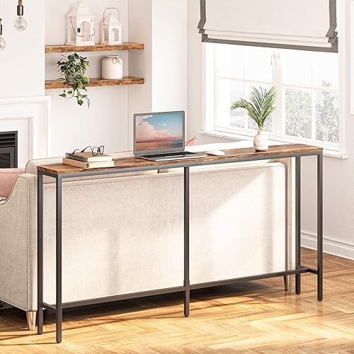 Miniatura 7 de MAHANCRIS 63" Console Table, Narrow Sofa Table for Entryway, Industrial Side Table for Hallway, Living Room, Bedroom, Sturdy and Stable, Easy to