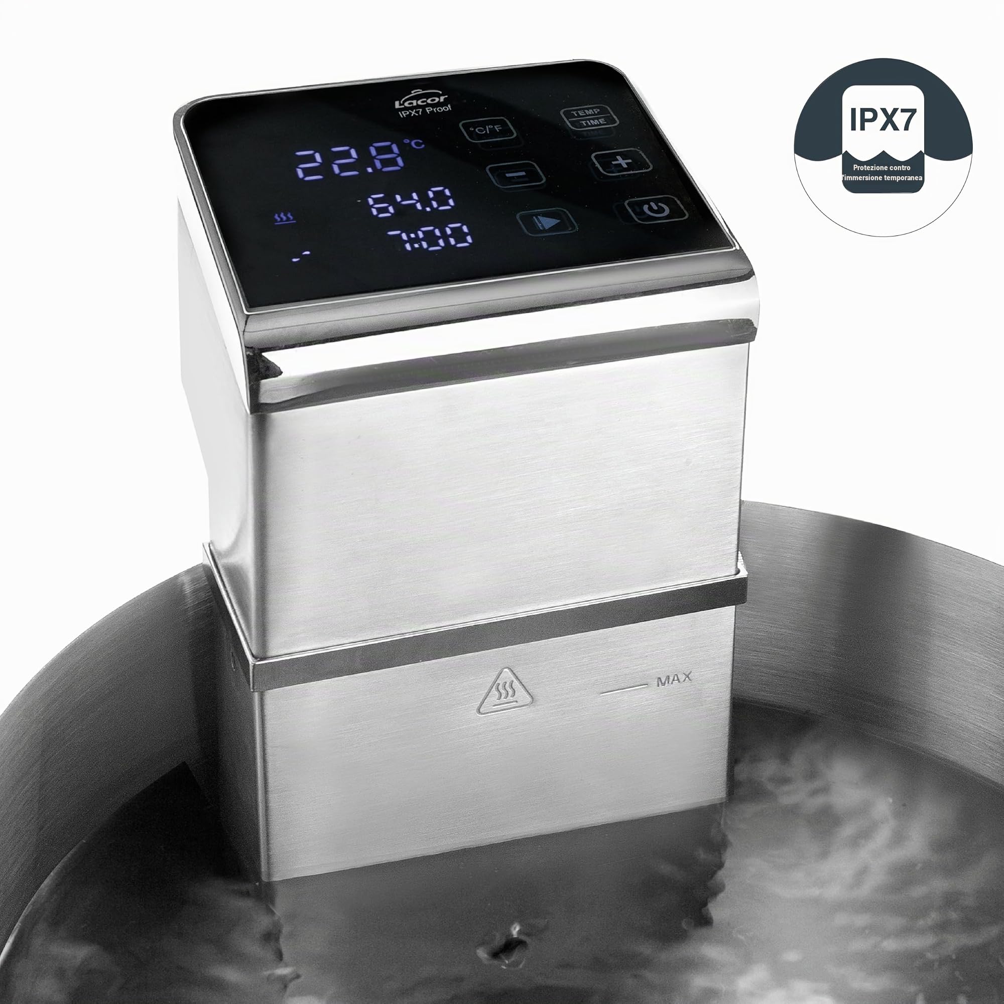 Lacor 69592 - Sous Vide Master, Acciaio Acciaio Inox, Controllo | Realizzato in acciaio inossidabile alimentare; alta resistenza alla corrosione e usura quotidiana in cucina