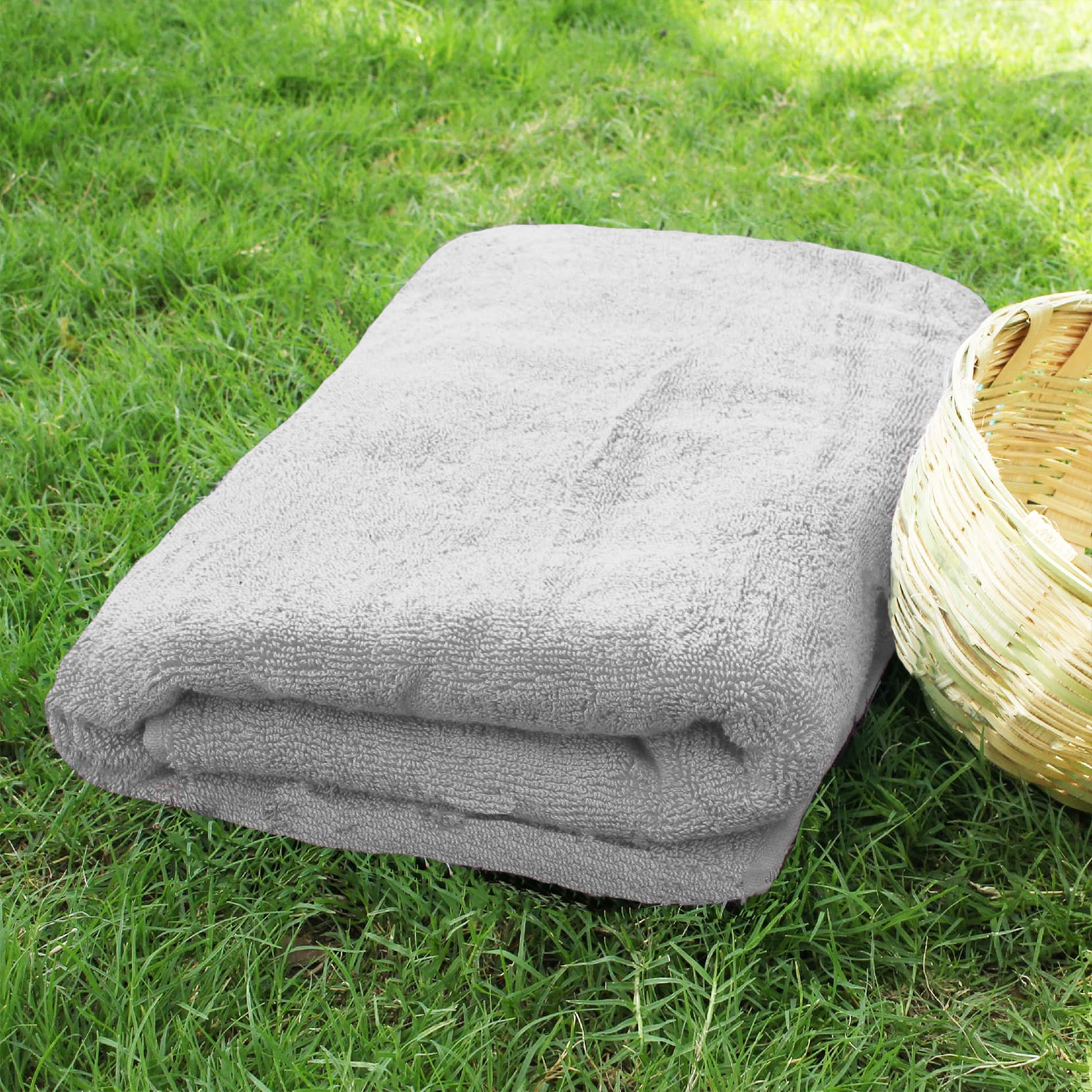 HEELIUM Toalla de baño de bambú, ultra absorbente, 3 veces más suave que las toallas de algodón, 140 x 70 cm, 600 g/m², paquete de 2, gris claro, gris
