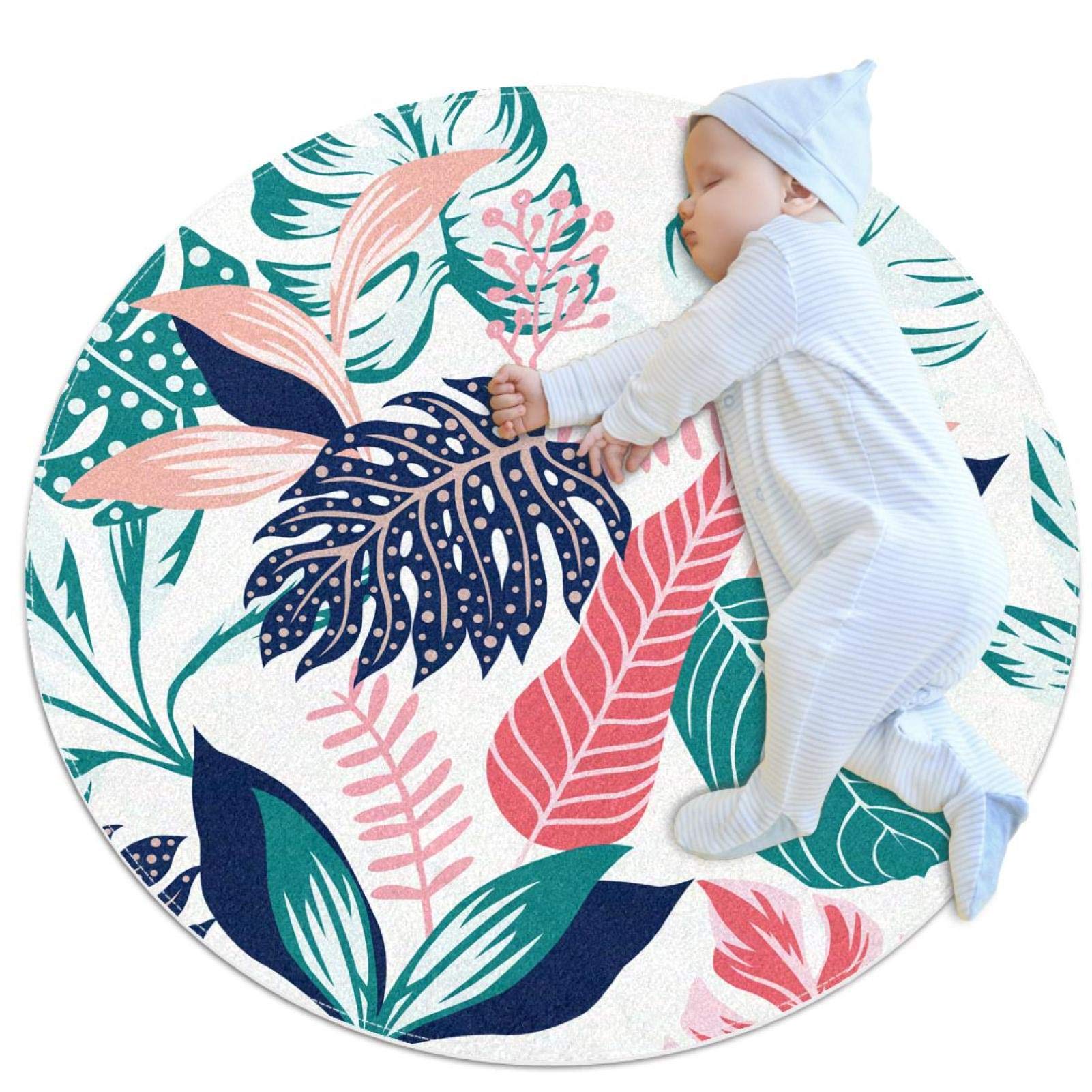 Tapis rond tropical de 1m pour sécuriser la chambre d'enfant