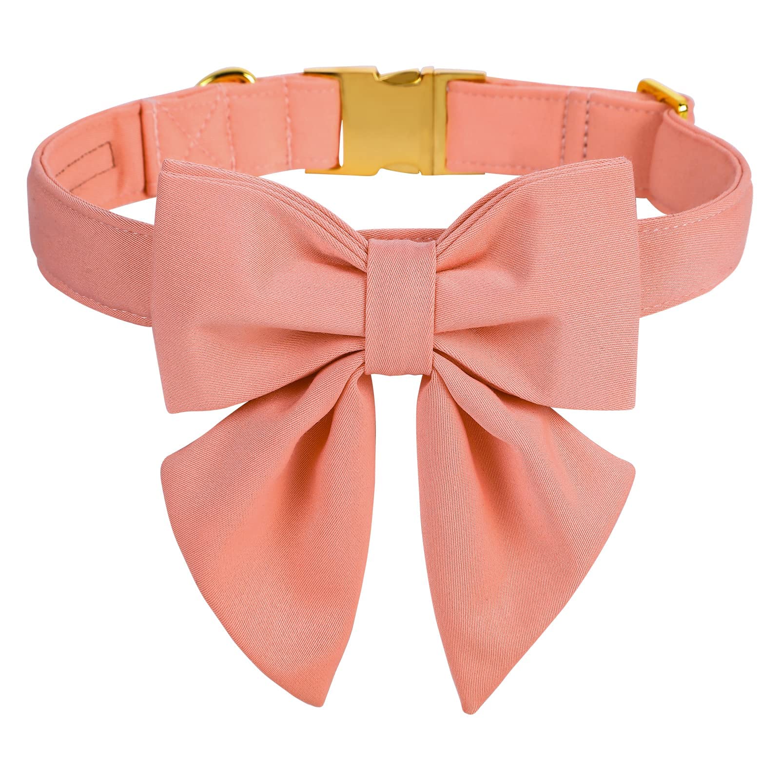 Unique style paws Hundehalsband aus Baumwolle mit Fliege, Dauerhaft und Komfortabel Halsband in 12 Farben, Verstellbares Halsband für Kleine Hunde, Welpen und Katzen mit Goldener Metallschnalle