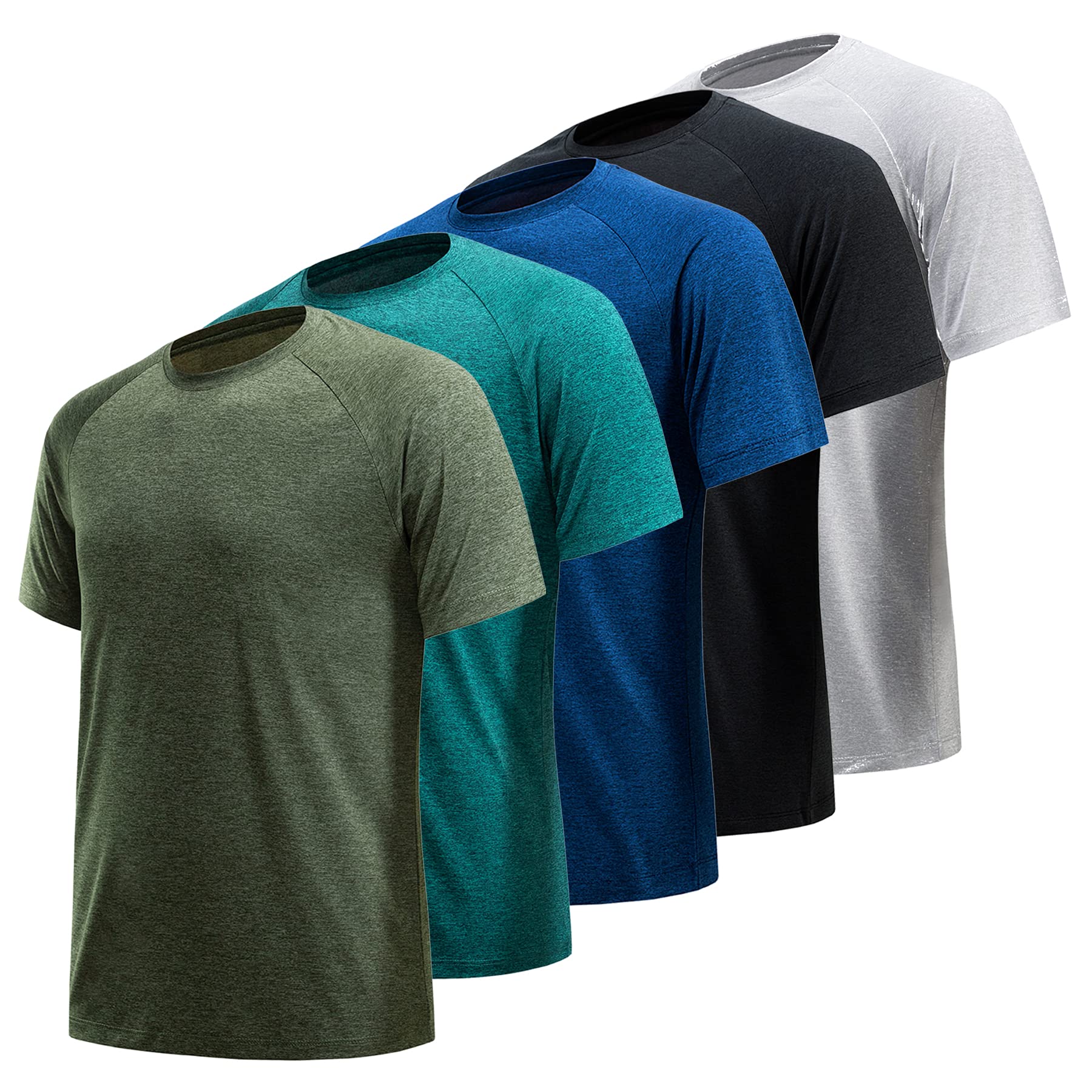 TVKSOMWorkout Shirts for Men Pack Quick Dry Moisture Wicking Shirts for Men Gym Athletic Exercise Short Sleeve Tee Tops