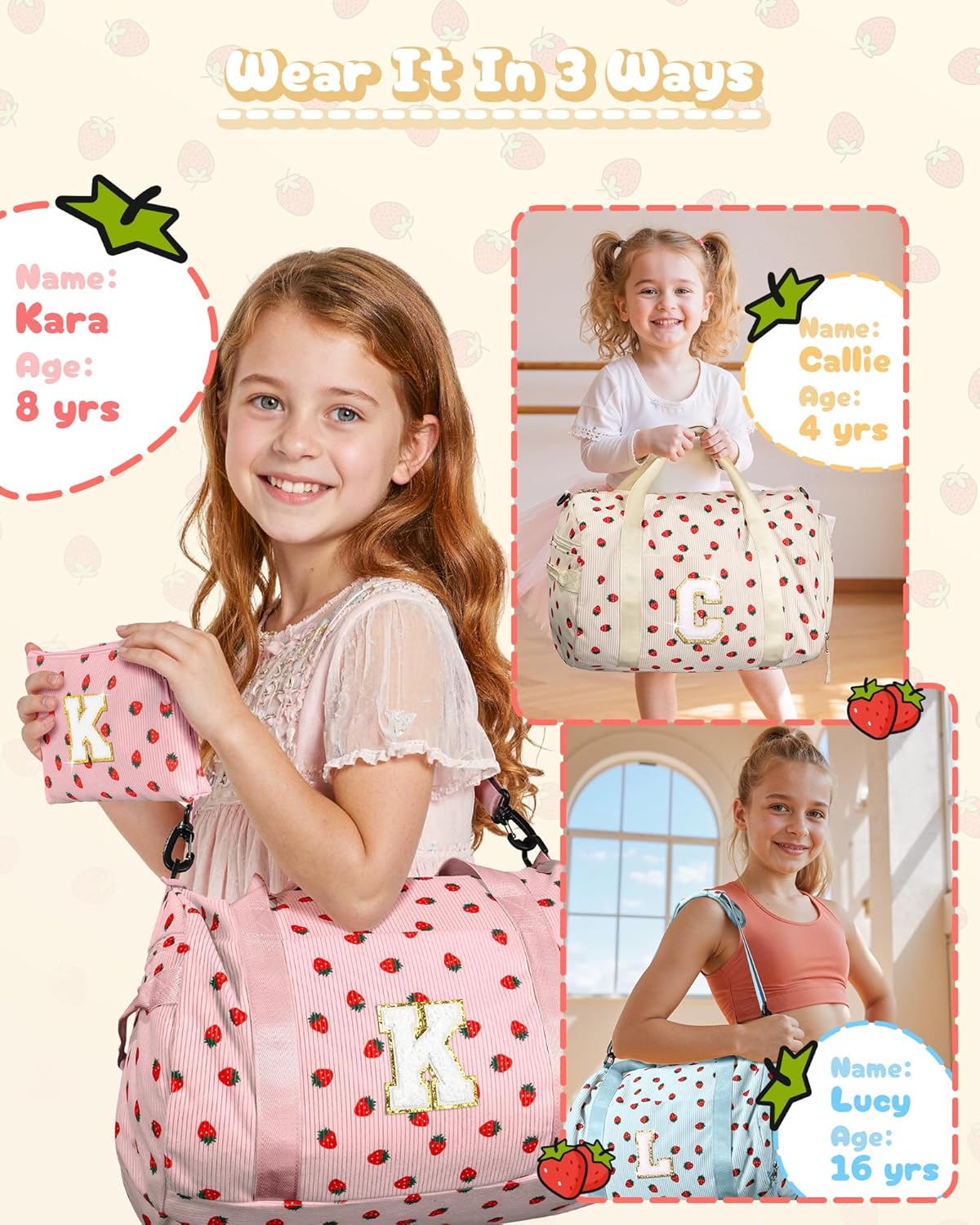 Teen Girl Valentines Day Gifts Trendy Stuff, Girls Gym Bag, Kids Weekend Duffel Bags with Shoe Compartment, Initial Travel Tote with Makeup Pouch, Birthday Gift for Grandkids (Letter A) - Image 4