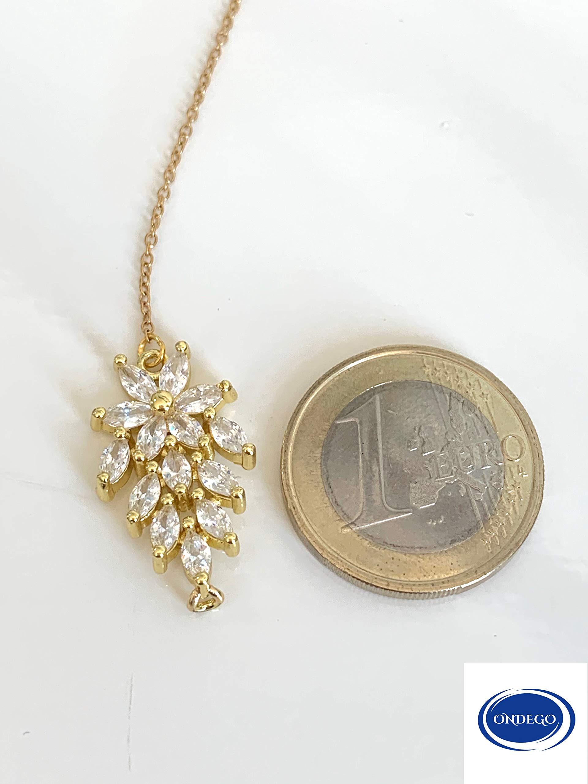 ZIRKONIA GOLD Schmuckset Brautschmuck Rückenkette Handmade dezent elegant Brautjungfer Geschenk