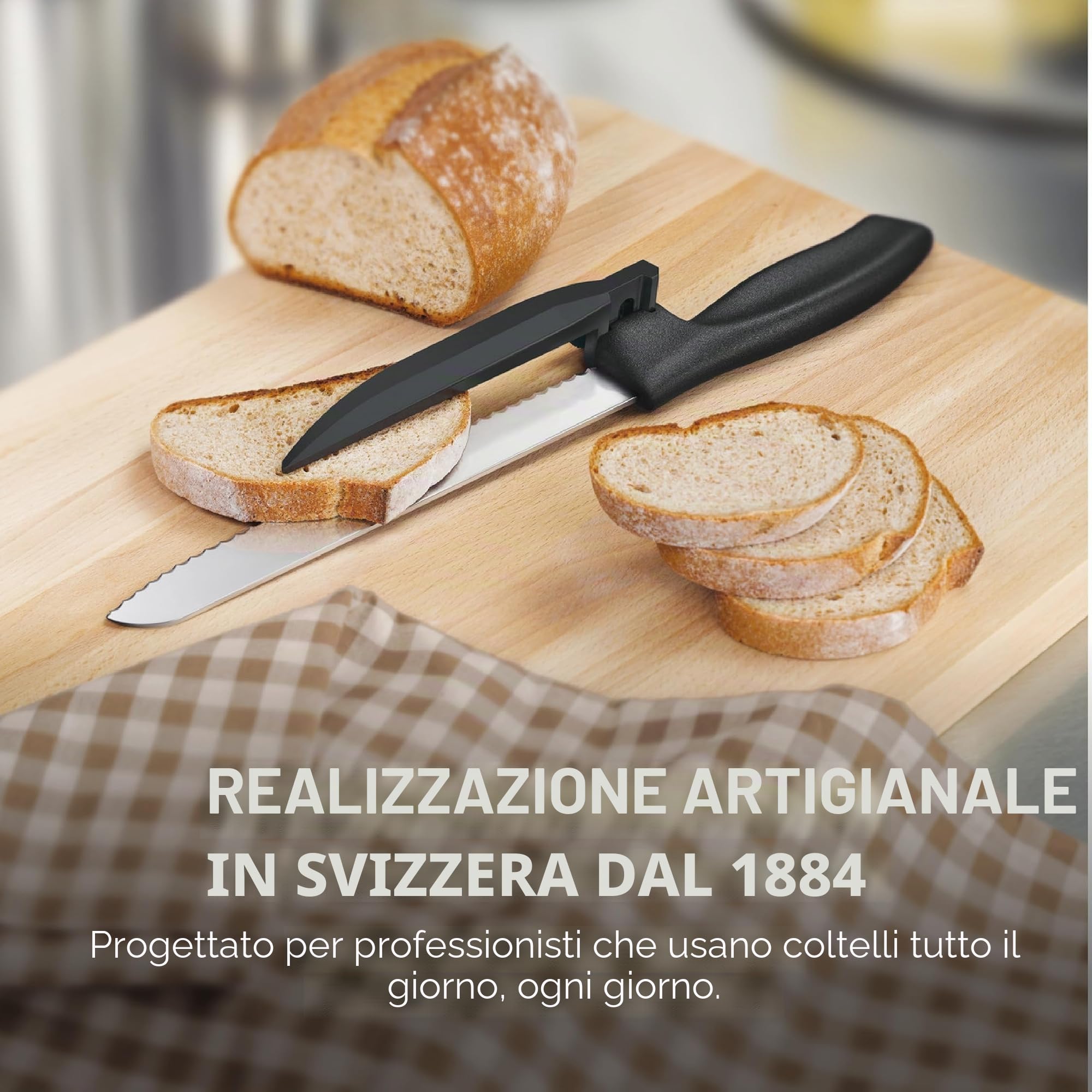 Victorinox Swiss Classic, coltello DUX con lama seghettata extra tagliente, nero