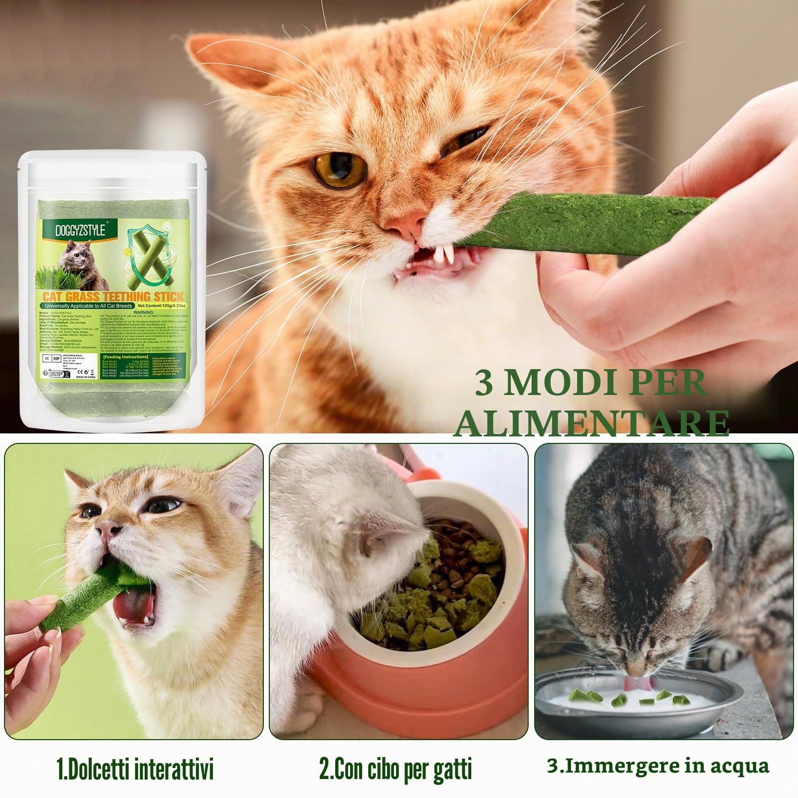 120g Erba Gatta Bastone Di Dentizione Palle Di Pelo, Bastoni Da Masticare Per Gatti, Erba Gatta Giocattoli Bastoni Da Masticare Gattino Da Interno Bastone (120g)