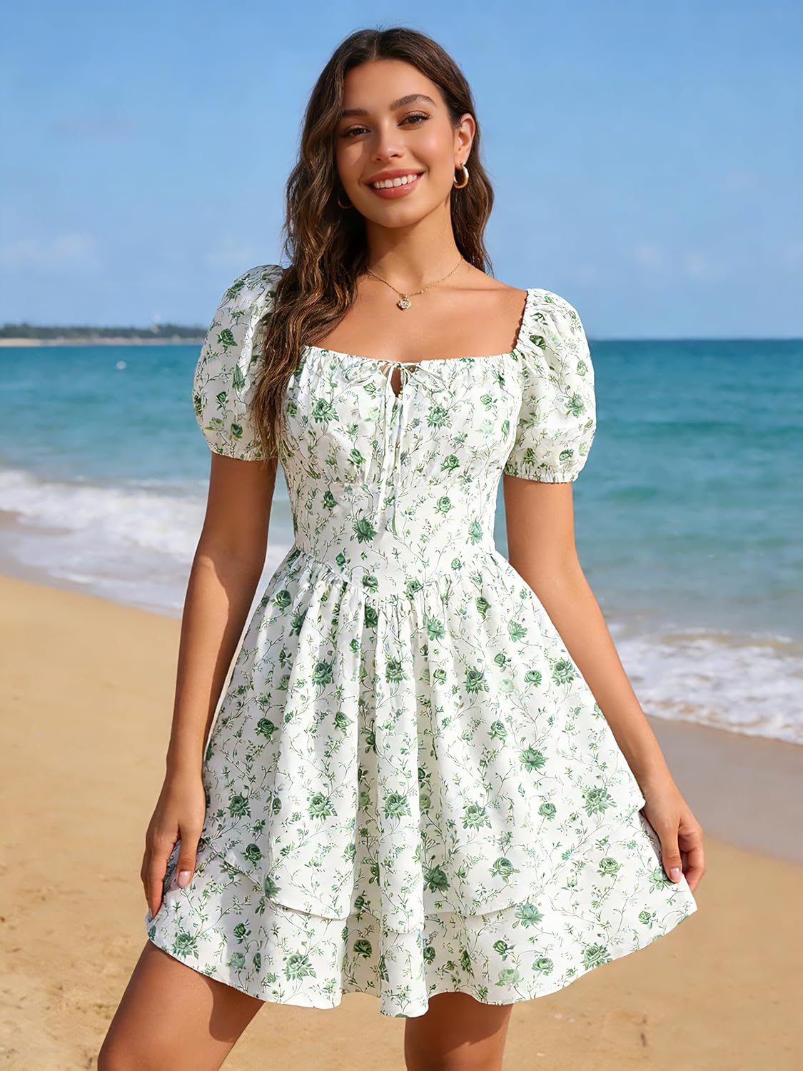Scarlet Darkness Floral Corset Dress Summer Dresses for Women Girls 2026 Short Milkmaid Sundress with Pocket - Image 7