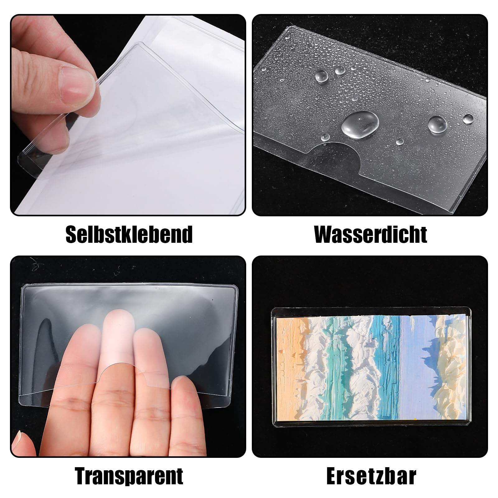 100 Porta Etichette Autoadesive - Tasche Trasparenti Per Biglietti Da Visita E Organizzazione Ufficio