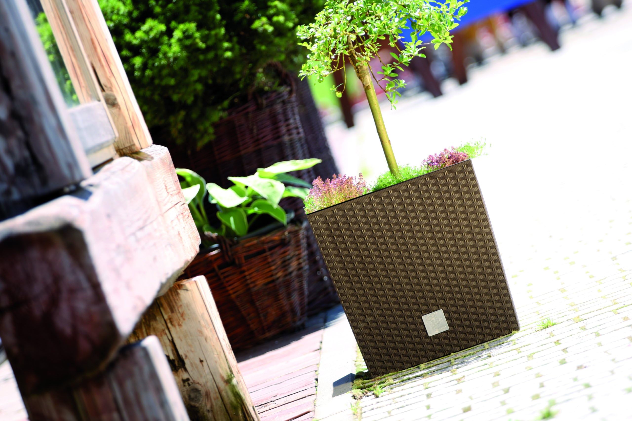 Vaso da fiore 32 litri con becher per piantare in bianco 33 x 33 x 33 cm