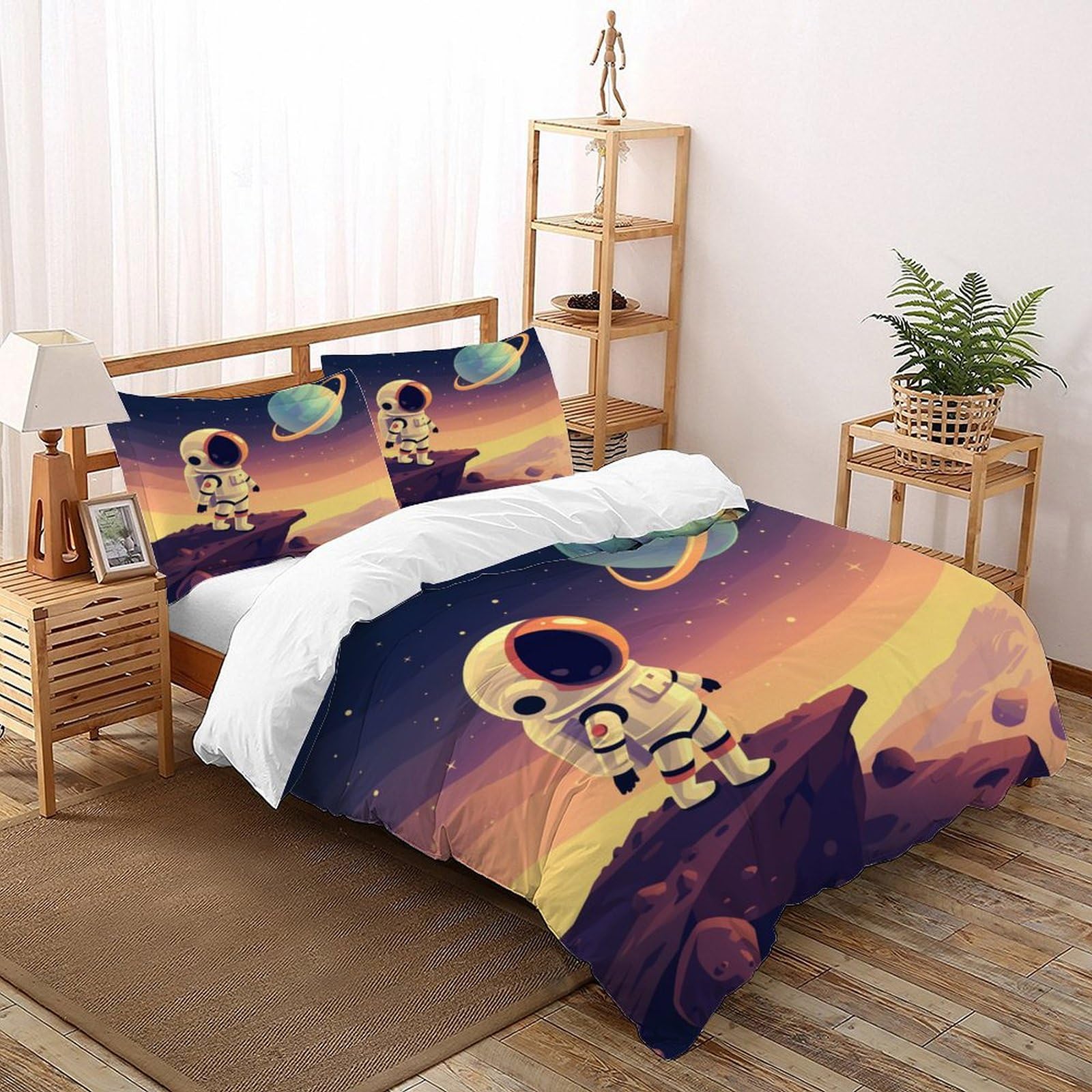Housse de couette cosmique 260x220 pour transformer votre chambre en suite étoilée