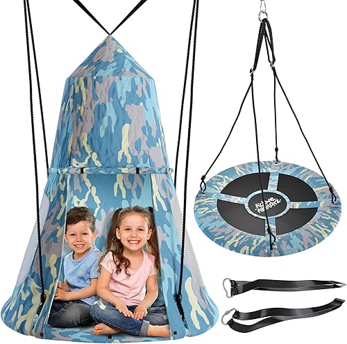 Miniatura 1 de Columpio colgante para tienda de campaña – Columpio flotante desmontable, columpio para niños – 330 libras de capacidad para árbol de columpio para