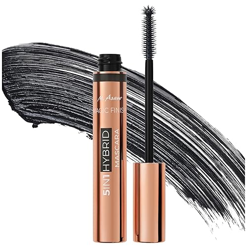 M. Asam MAGIC FINISH - Máscara híbrida 5 en 1, color negro profundo, máscara para volumen, alargamiento, definición, cuidado y forma óptima,
