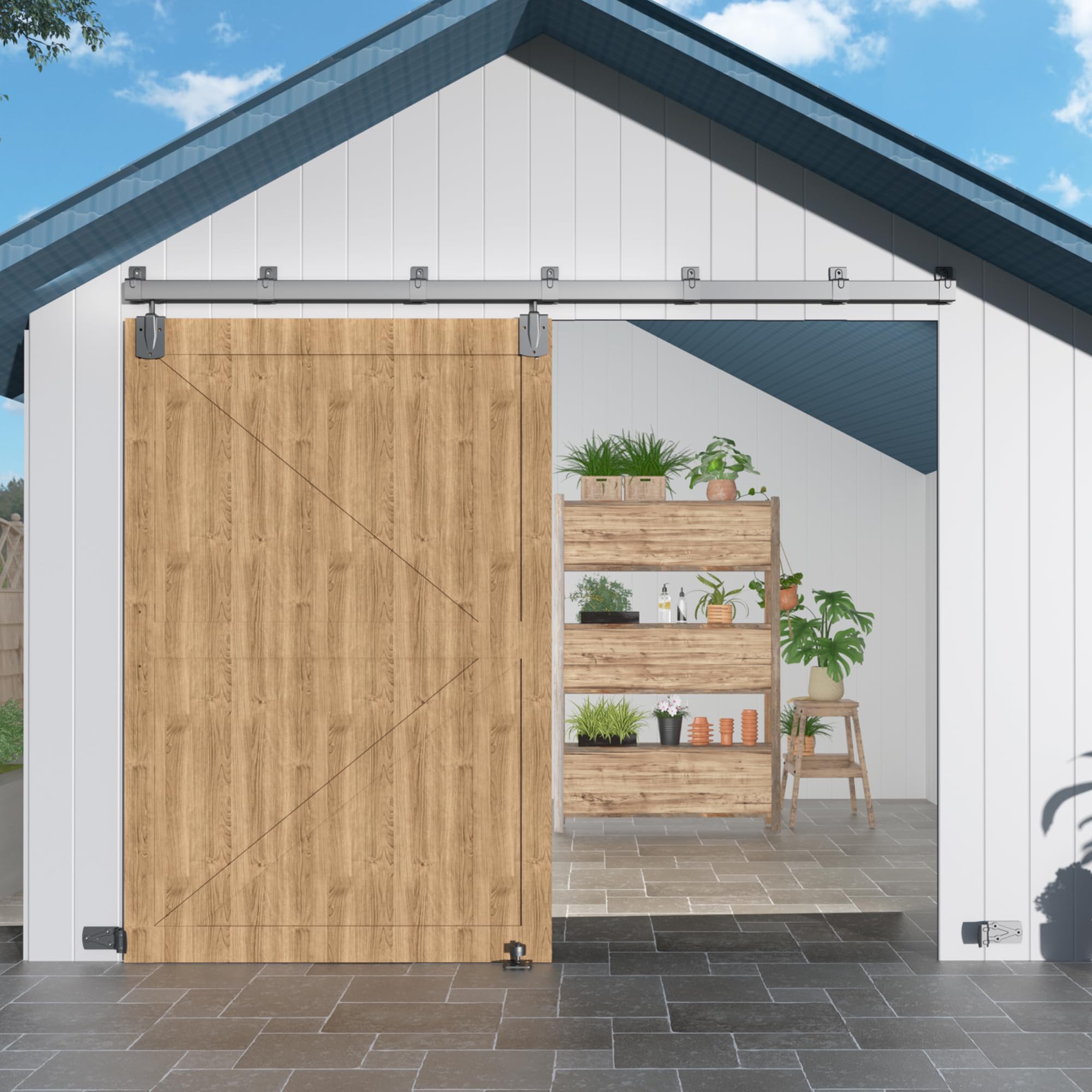 12FT Heavy Duty Exterior Barn Door Hardware Kit for 1 Door, Black — Amazon image 11