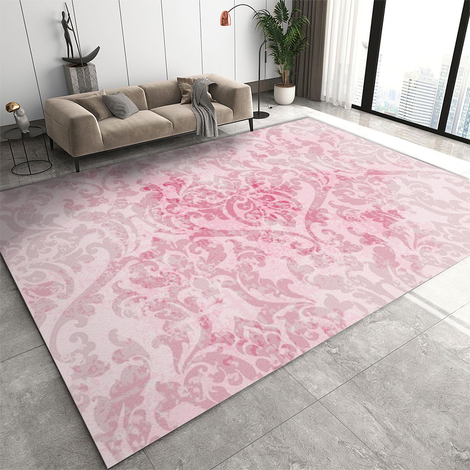 Lahome Tapis Bohème Rond à Motif Floral – 1,2 M – Rose Vif, image size:1600x1600