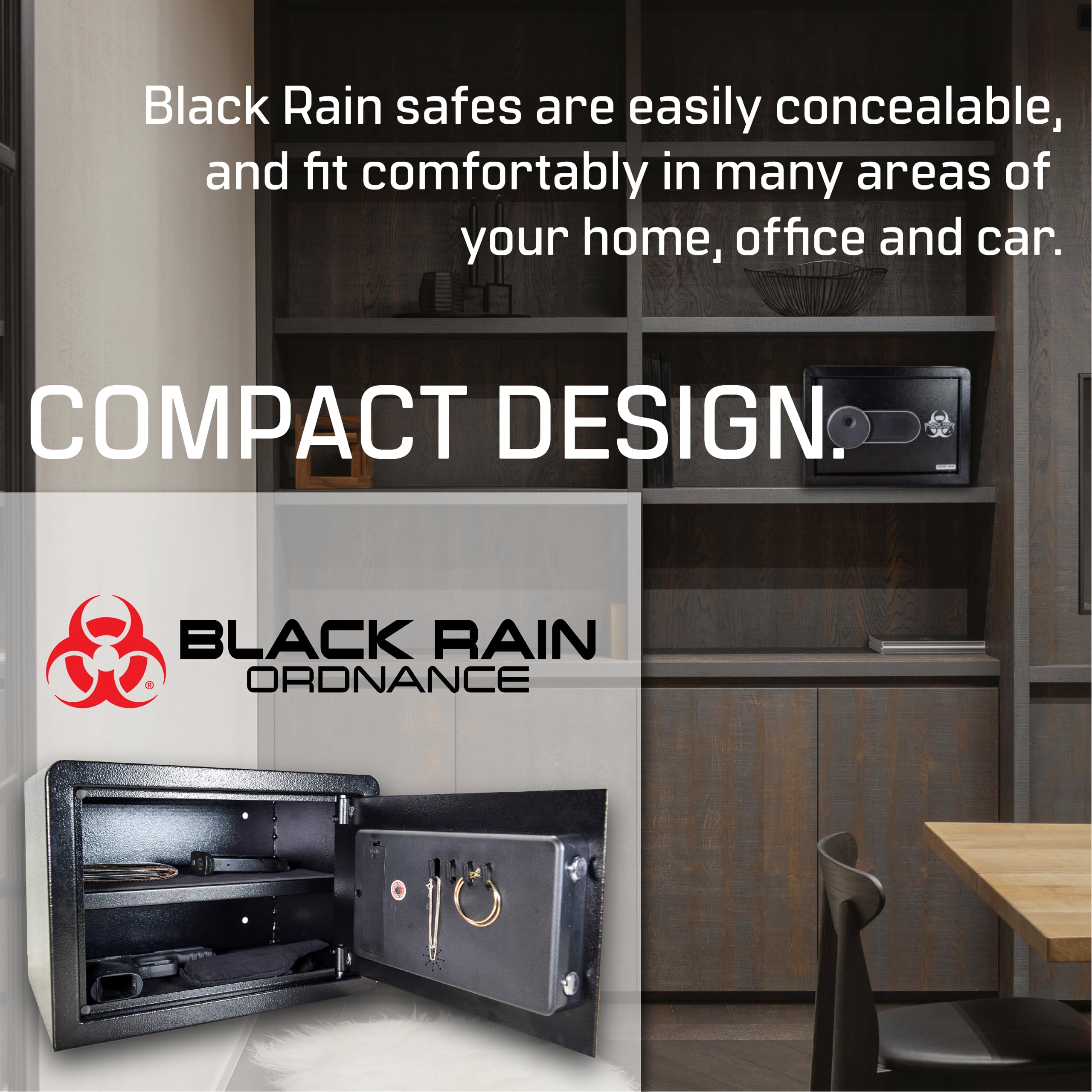 Black Rain Ordnance Cassaforte di sicurezza biometrica con accesso a chiavi e impronte digitali per casa o ufficio per tenere al sicuro documenti, gioielli e oggetti di valore