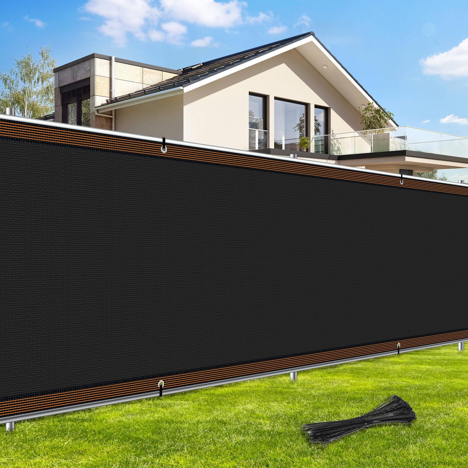 NZQXJXZ Telo Frangivista Recinzione Giardino per Balcone, Patio, 1.8x15m | Rete Ombreggiante Antivento in Polietilene, Telo Oscurante Esterno con Fori e Fascette, Resistente ai Raggi UV e Strappi