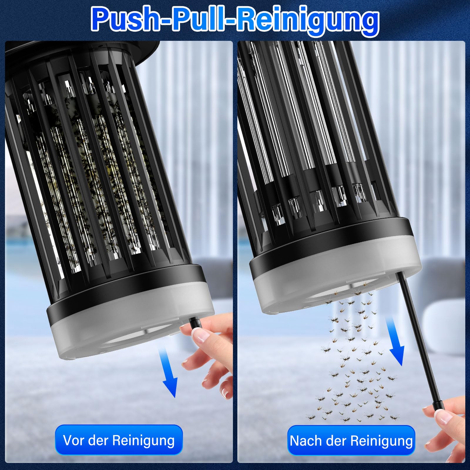 PALONE Insektenvernichter Elektrischer mit LED-Lampe, 3 in 1 Tragbarkeit USB-C Insektenvernichter, UV DC Elektrisch Mückenlampe, Praktische Geschenke für den Garten, Camping und Picknicks im Freien