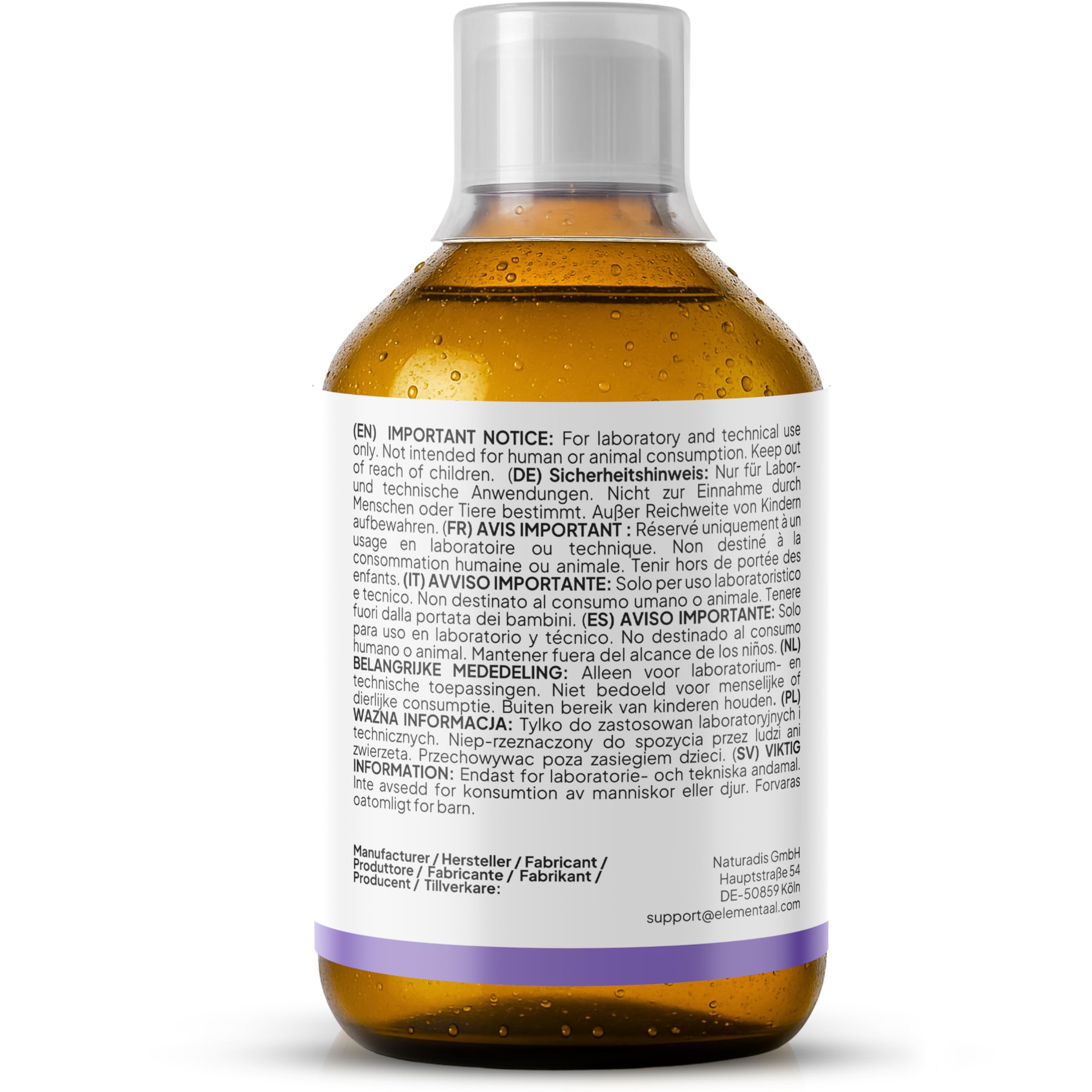 Lithium Orotat > 99 % pur 500 ml | 1 ml contient 0,5 mg de lithium élémentaire = 500 PPM | avec gobelet doseur de 30 ml et pipette | testé et certifié en laboratoire