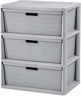 3 Drawer Storage Organizer, Plastic Drawer Organizer Tower, Gray | Removable Storage Drawers for Bedroom, Closet Storage Organizer & Dorm Room