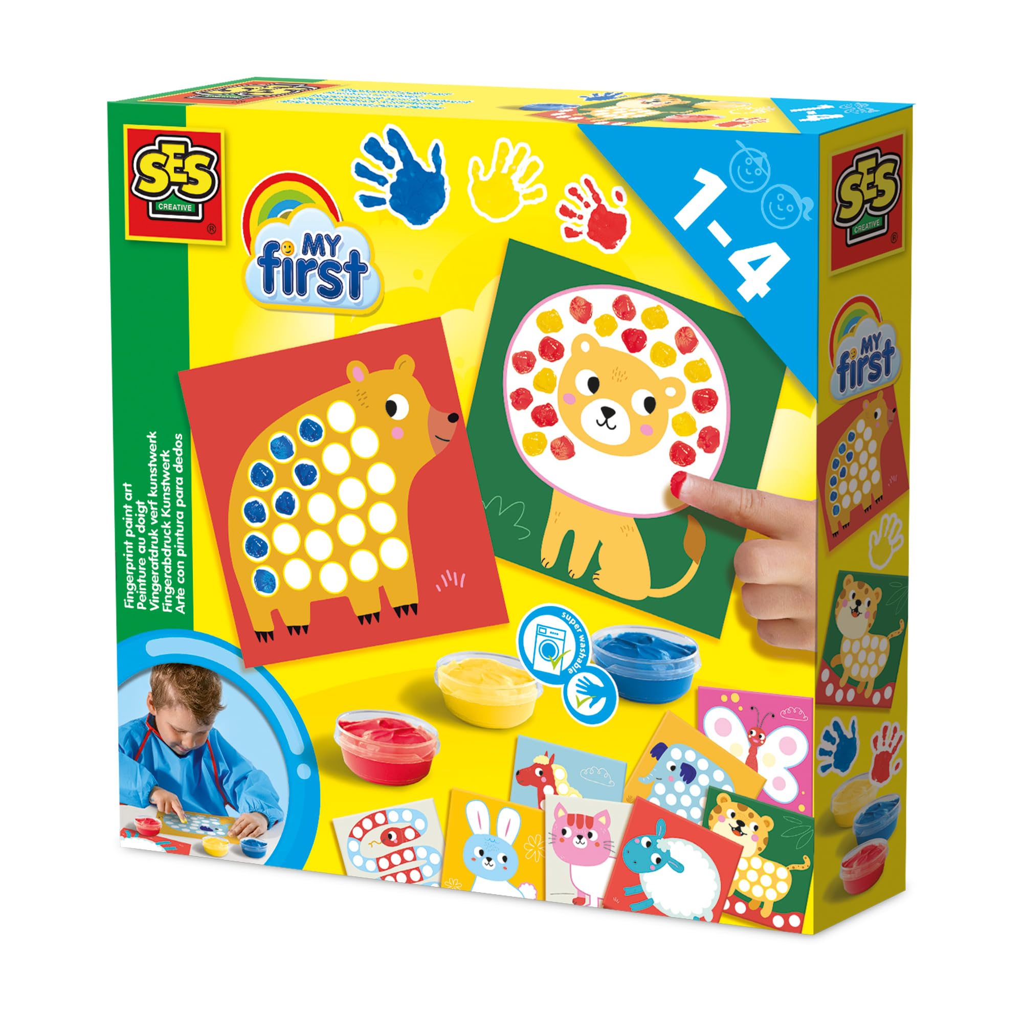 SES Creative My First - Fingerprint Paint Art Fun Painting Set for Kids, Set Contains 3 Colours of Finger Paints, 10 Colouring Sheets, Ideal for Ages 1-4 Years