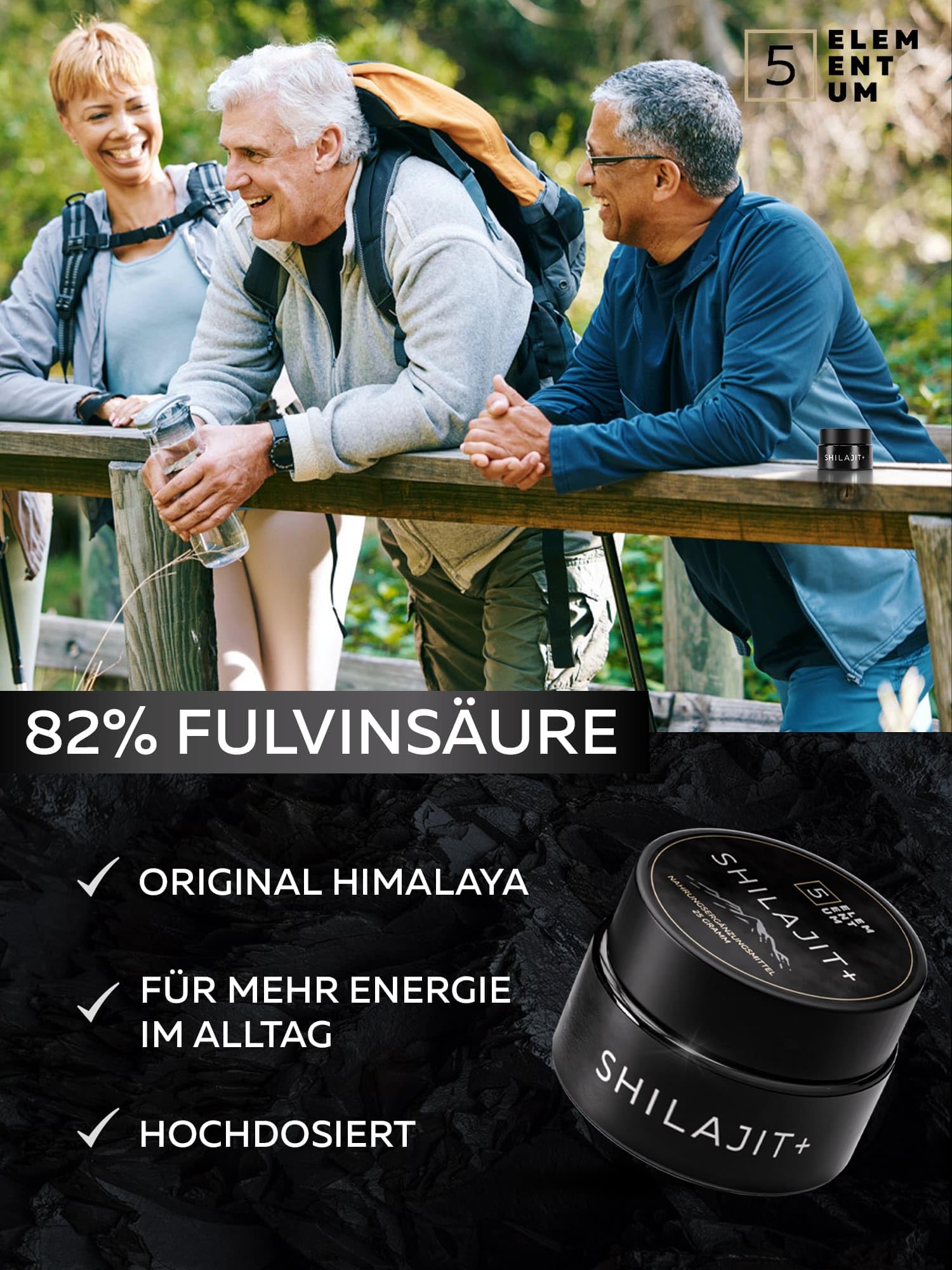 Premium Shilajit Original Himalaya 25g – 82% Fulvinsäure Mumijo Shilajit Hochdosiert I 60 Tage Sonnen-Trocknung I Traditionelle Handernte Inkl. 500mg Dosierlöffel