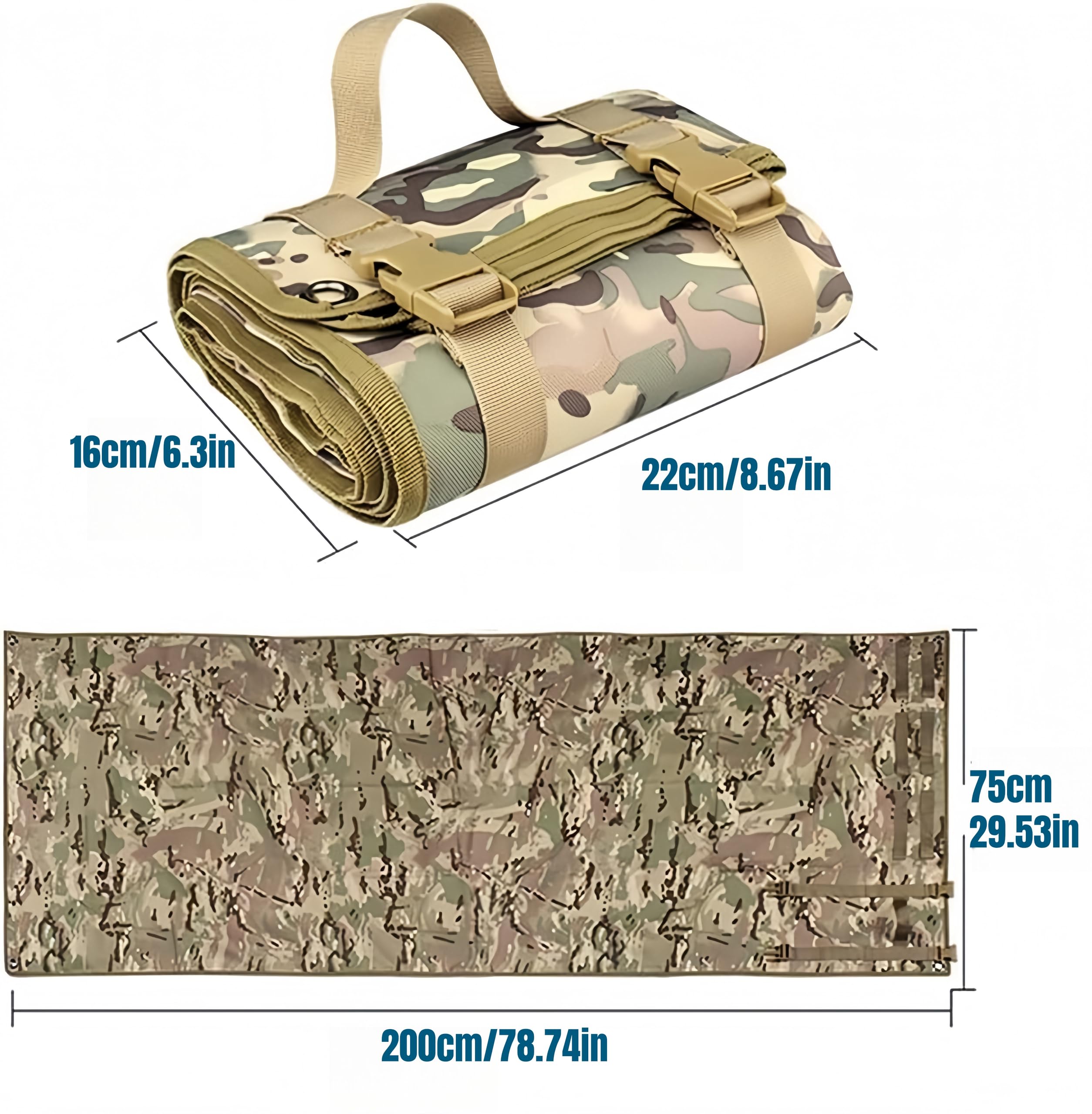 ProShoot Rollbare Taktische Schießmatte, rutschfeste Schießmatte aus 900D-Nylon mit Heringslöchern und MOLLE, Jagd- und Trainingsausrüstung (200 x 75 cm) (Green)