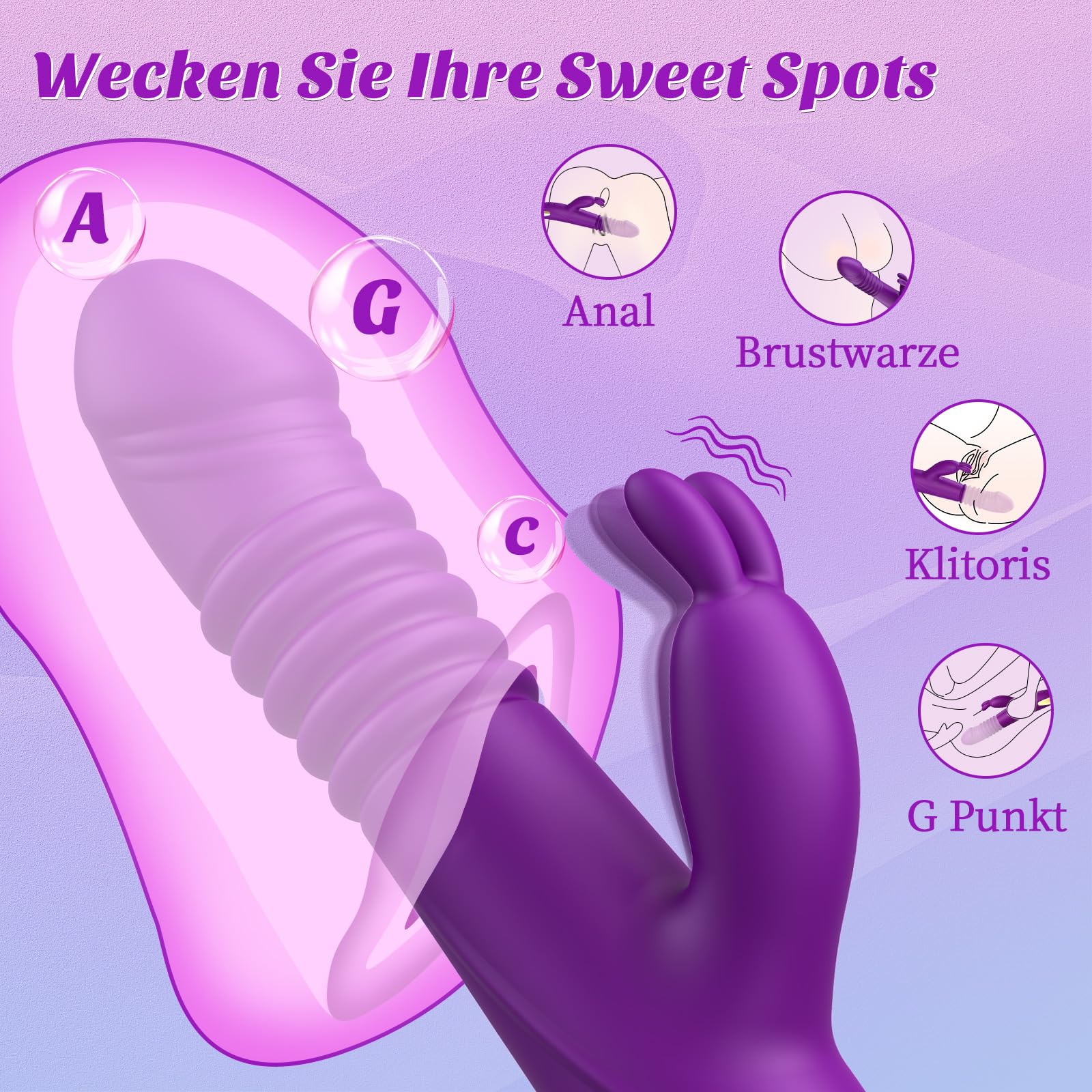 Giocattoli sessuali per donne Dildo Vibratore Funzione Spinta - Set di vibratori per coppie Giocattoli sessuali Punto G Rabbit Vibratori Vibrazione per donne con App