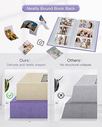 Vista 59 de popotop Álbum de fotos de 4 x 6 – 100 fotos libros con 100 bolsillos verticales, álbumes de cubierta de lino para familia, boda, aniversario, fotos