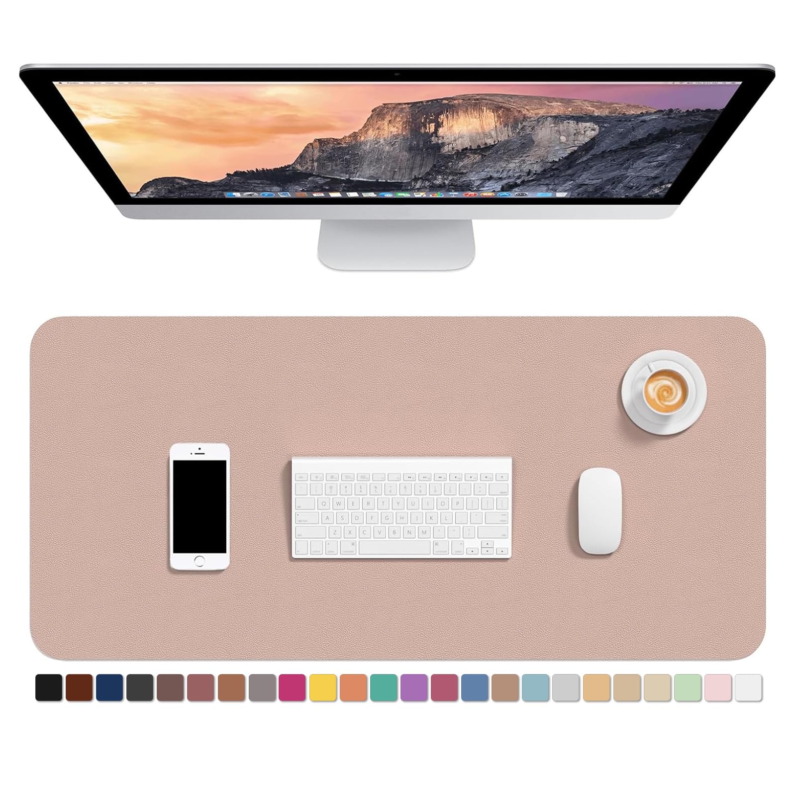 Hsurbtra Schreibtischunterlage,76.2 x 35.6 cm,PU-Leder-Schreibtischmatte,Mauspad,Rutschfester Schreibtischschutz,wasserdichter Schreibtisch-Schreibblock für Büro und Zuhause, Beige Aprikose