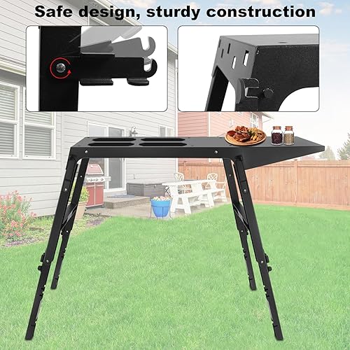 Miniatura 4 de Soporte de parrilla portátil compatible con Blackstone de 17 pulgadas y 22 pulgadas de propano para parrilla, estación de cocina universal para