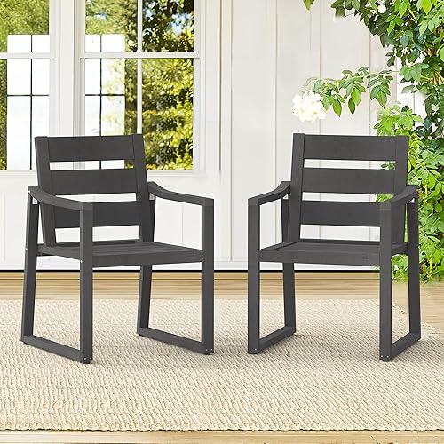 Cozyman HDPS - Juego de 2 sillas de comedor para patio, 350 libras, con reposabrazos, sillas de cocina para todo tipo de clima con patas de marco