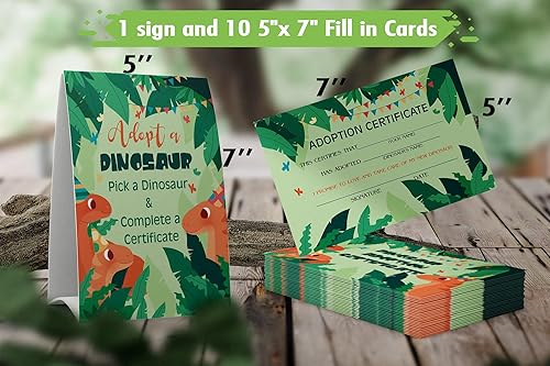 Miniatura 2 de 1 letrero de dinosaurio y 10 certificados de adopción de dinosaurios, fiesta de adopción, fiesta de cumpleaños para niños, fiesta de clase/021B