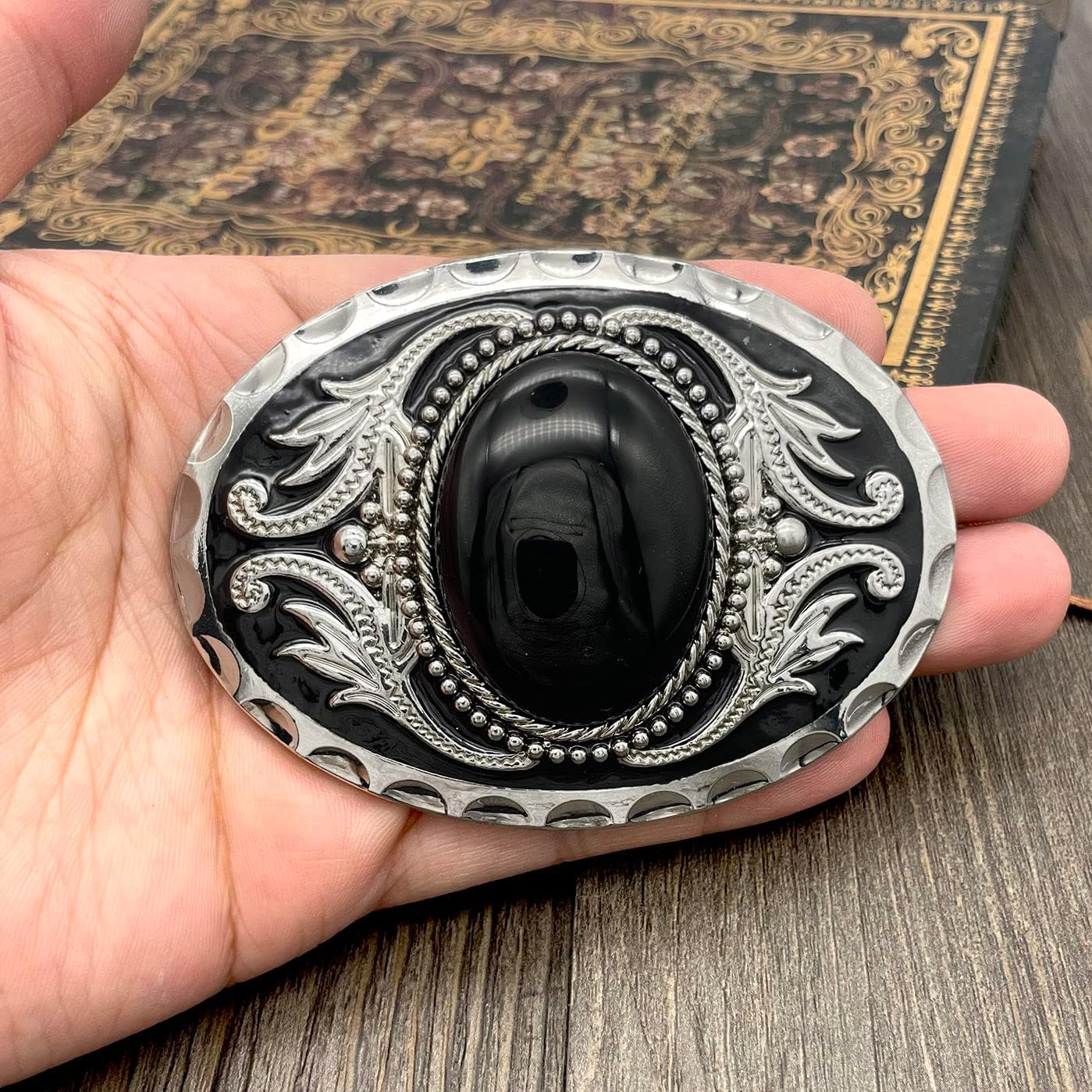 YOQUCOL Vintage American Western Cowboy Turquoise,Stone Belt Buckle for Men - Image 4