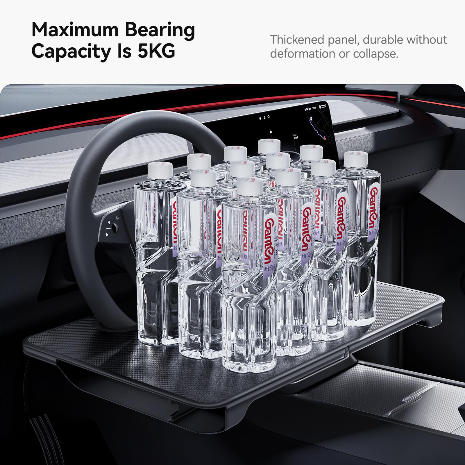 YONZEE 2-in-1 Car Steering Wheel Desk Tray Car Seat Gap Filler Organizer Foldable Carbon Fiber Look Table for — view 7