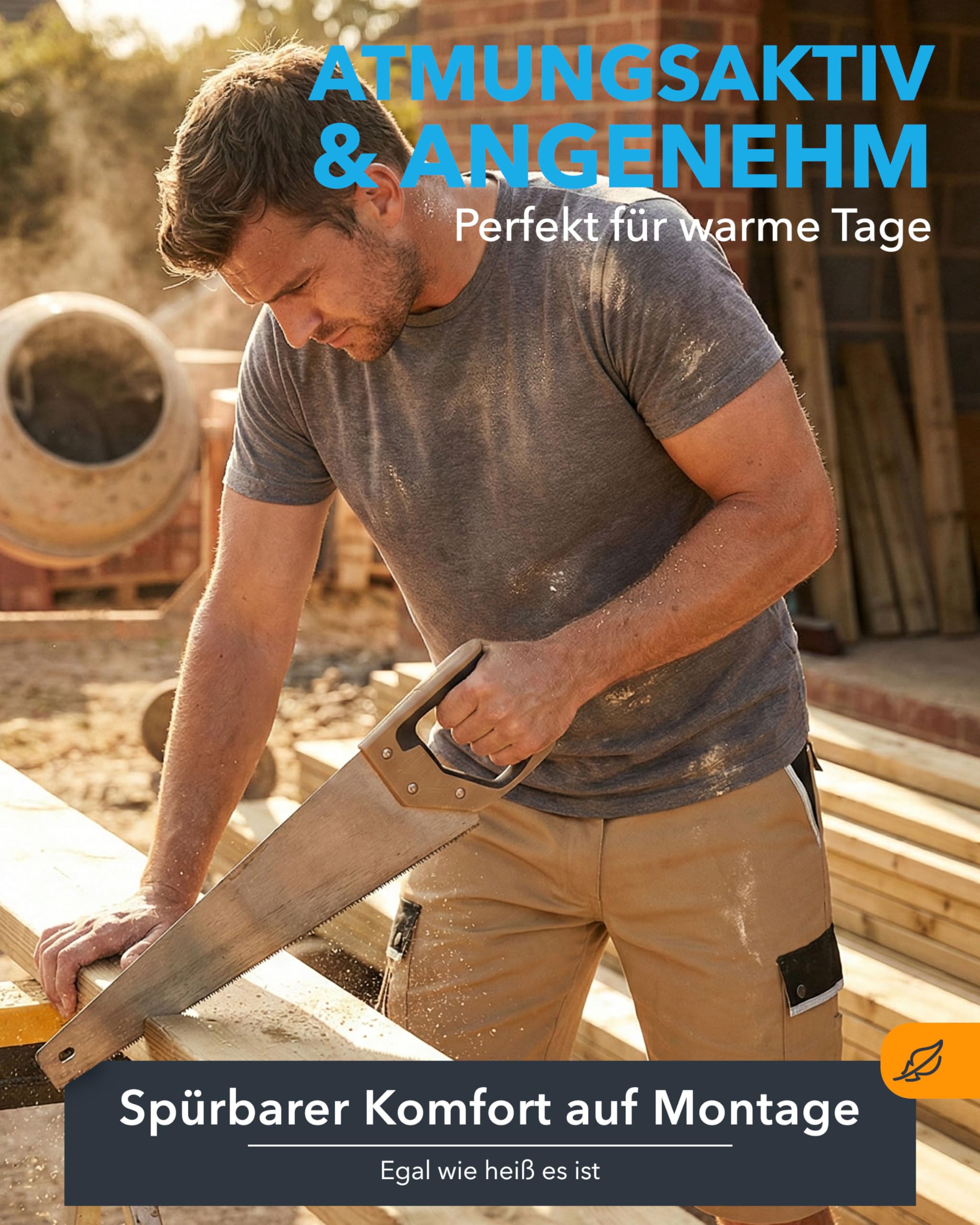 TMG Kurze Arbeitshose Herren - Arbeitsshorts Cargo mit Werkzeugtasche, Stretchbund & Reflektorstreifen - Baumwolle & Polyester mit 320 g/m² - Cargo Shorts Herren Sommer, Baustelle & Werkstatt