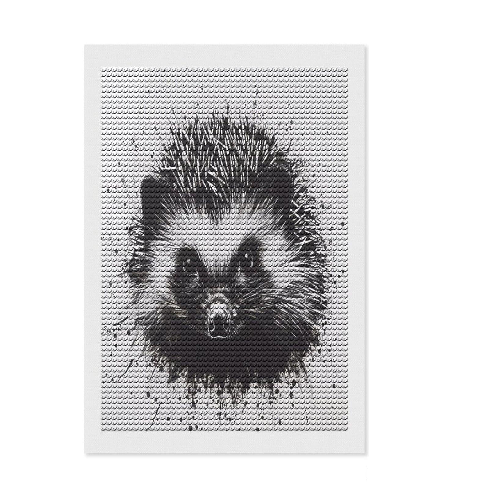 Junmoney Hedgehog Handdrawn Diamond Painting Kit 8"x12", Aesthetic Room Decor, Christmas Gift, Farmhouse Decor, Holiday Gift Idea