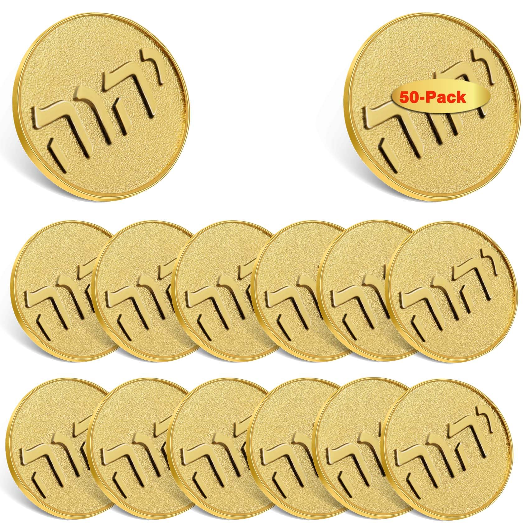 6/12/50/100 Pcs Round Gold Jw.org Enamel Lapel Pin (1 in)-Tetragrammaton Jehovah Witness Hebrew Letters Religious Badge Pins