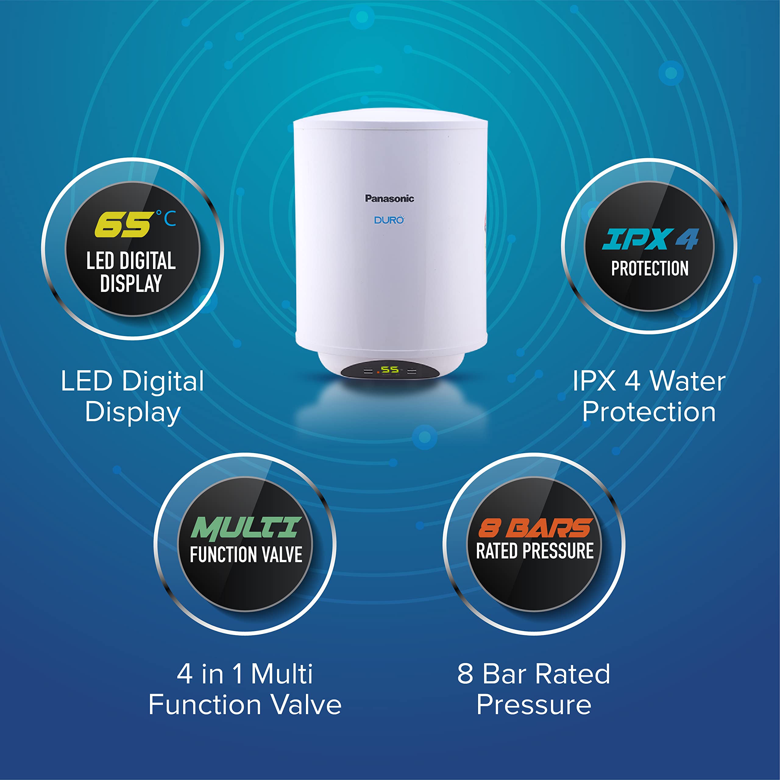 Buy Panasonic Duro Digi 25L Water Heater with Free Pipe and Installation  (White) Online at Low Prices in India - Amazon.in