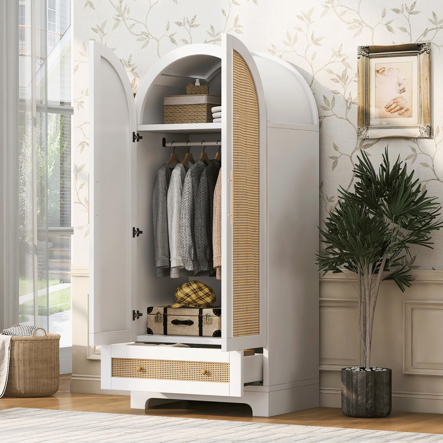 Kleiderschrank, Doppeltüren-Design, Weiß