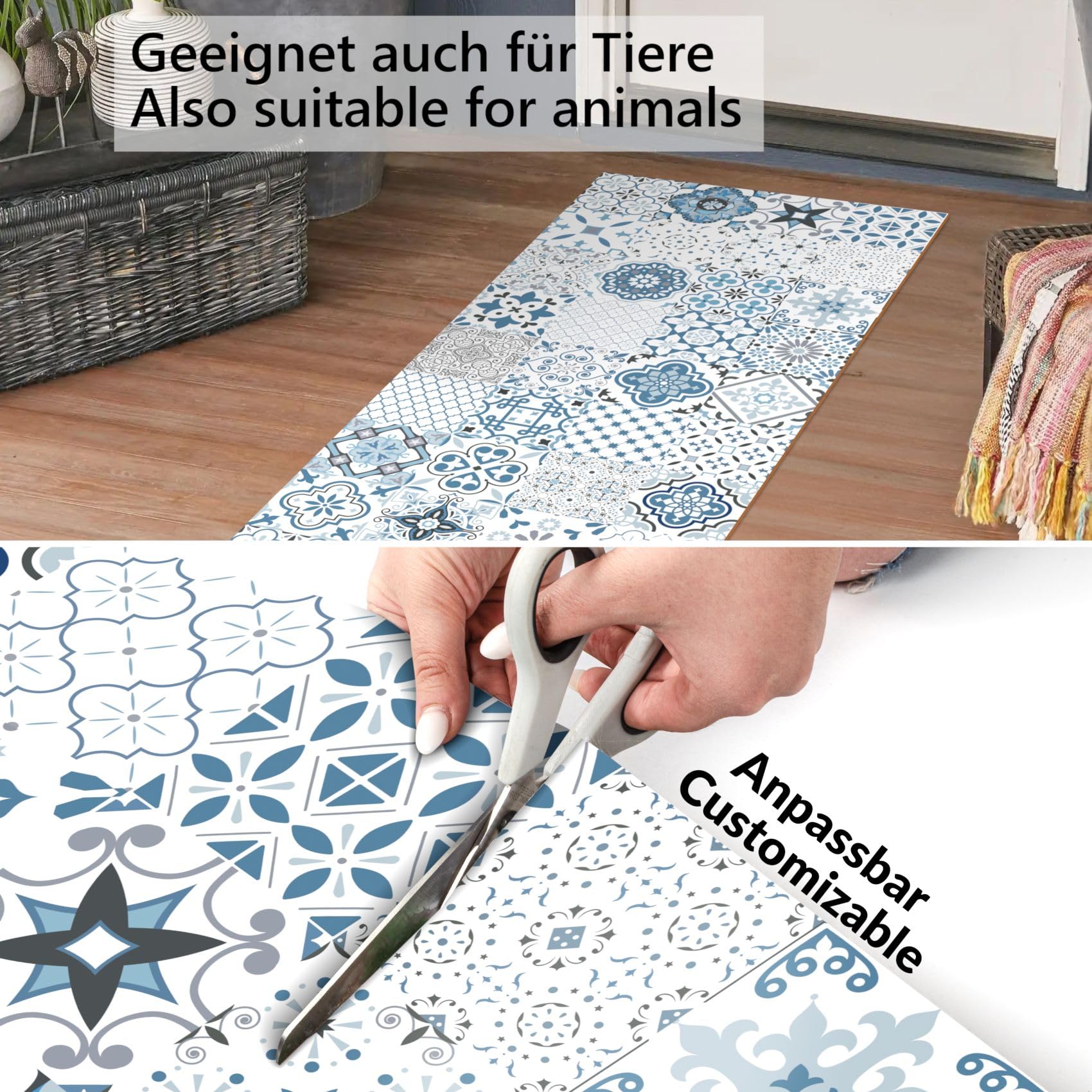 ANRO Küchenteppich Küchenläufer rutschfest & waschbar Teppich Küche Läufer Teppichläufer Bodenmatte für Küche Flur Maiori Abwaschbar 280 x 48cm