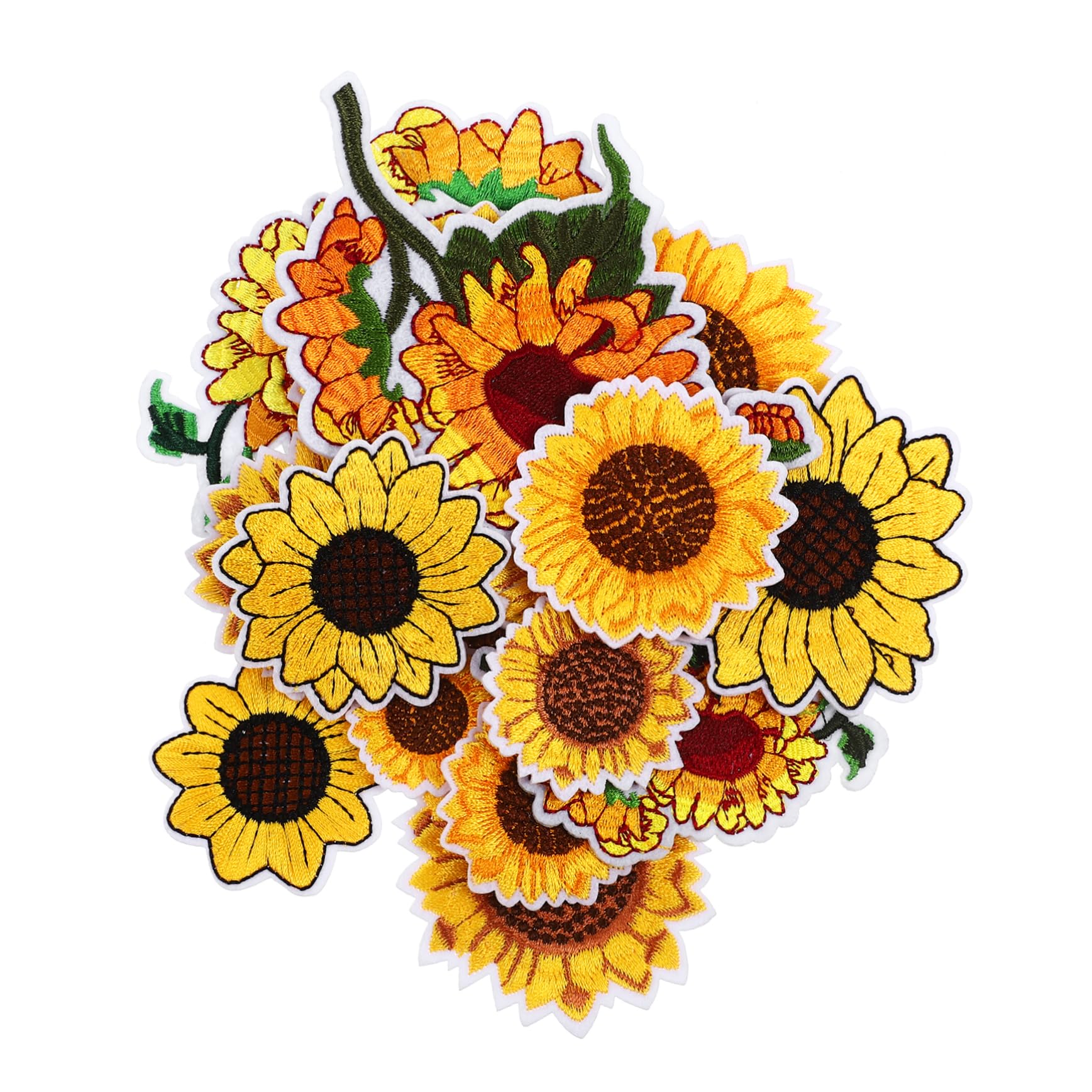 SHINEOFI 4 Set ricamo di girasoli decorazioni per scarpe charm per scarpe materiale girasole cappelli testo toppe per pantaloni toppe termoadesive per la riparazione di indumenti poliestere