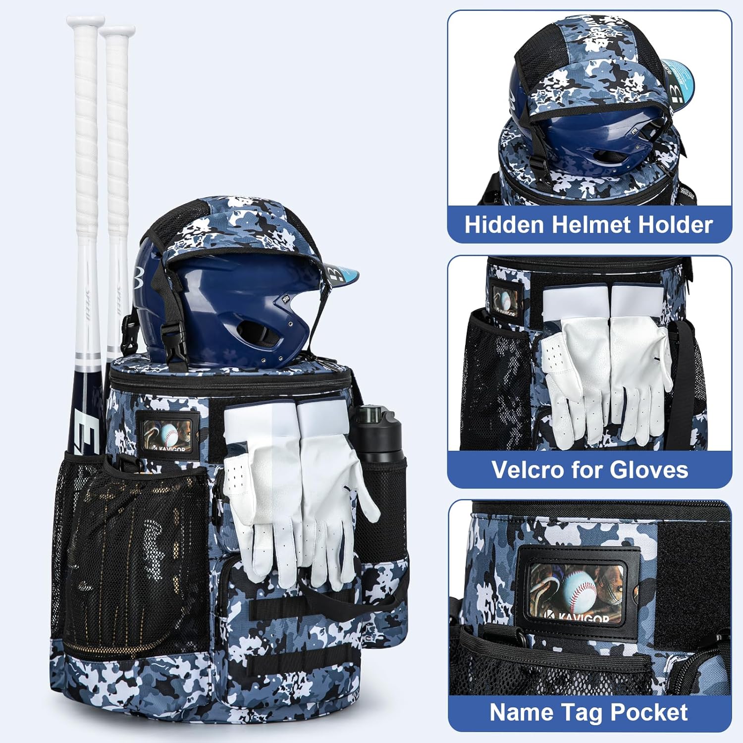 Baseball Bucket Bag, Softball Coaches Bag with Padded Seat, Bucket Cover with Insulated Pocket and Hidden Helmet Holder