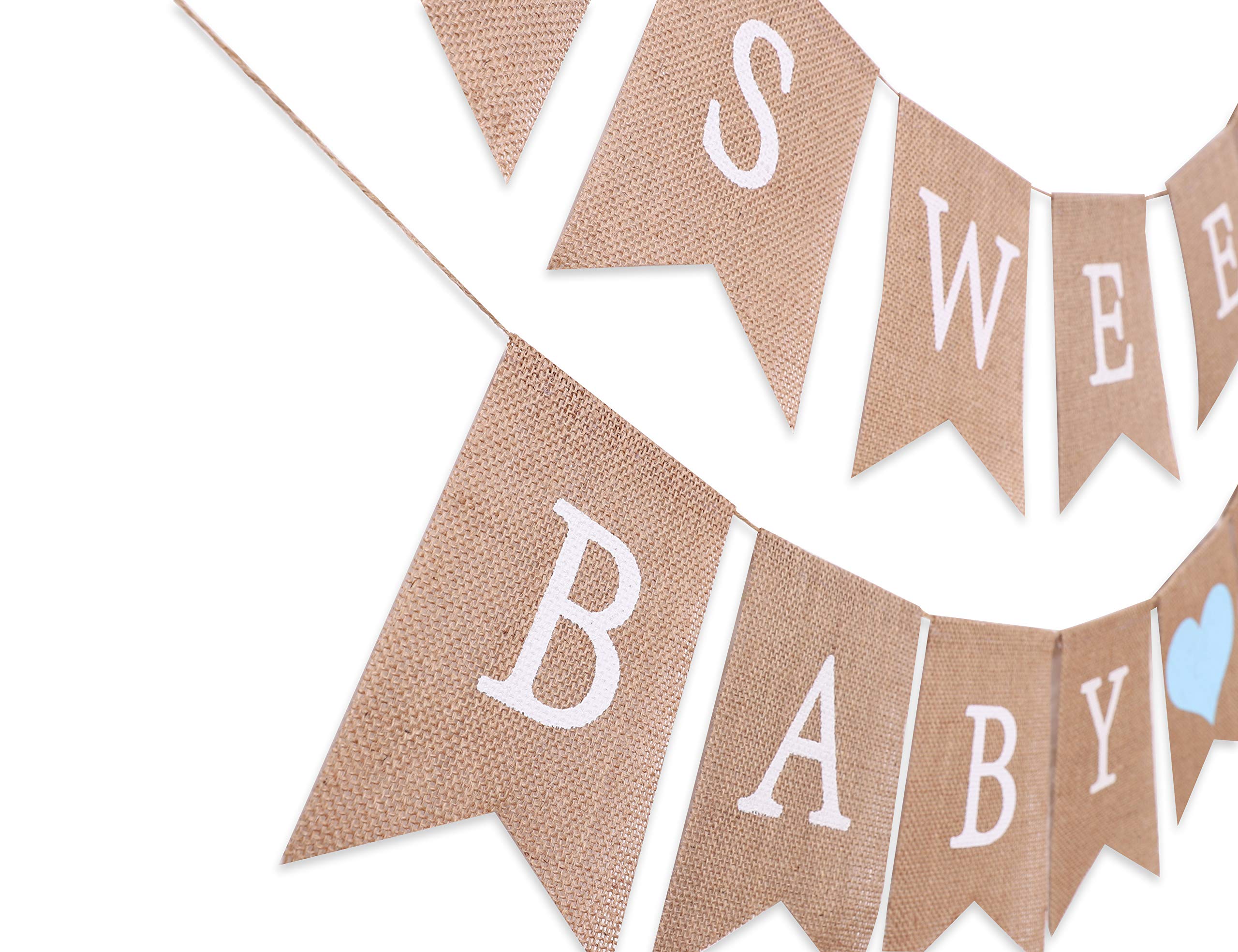 Słodki baner jutowy dla chłopca, słodkie dekoracje na baby shower, rustykalne dekoracje na baby shower, rekwizyty do dekoracji fotograficznej (słodki chłopiec niebieski)