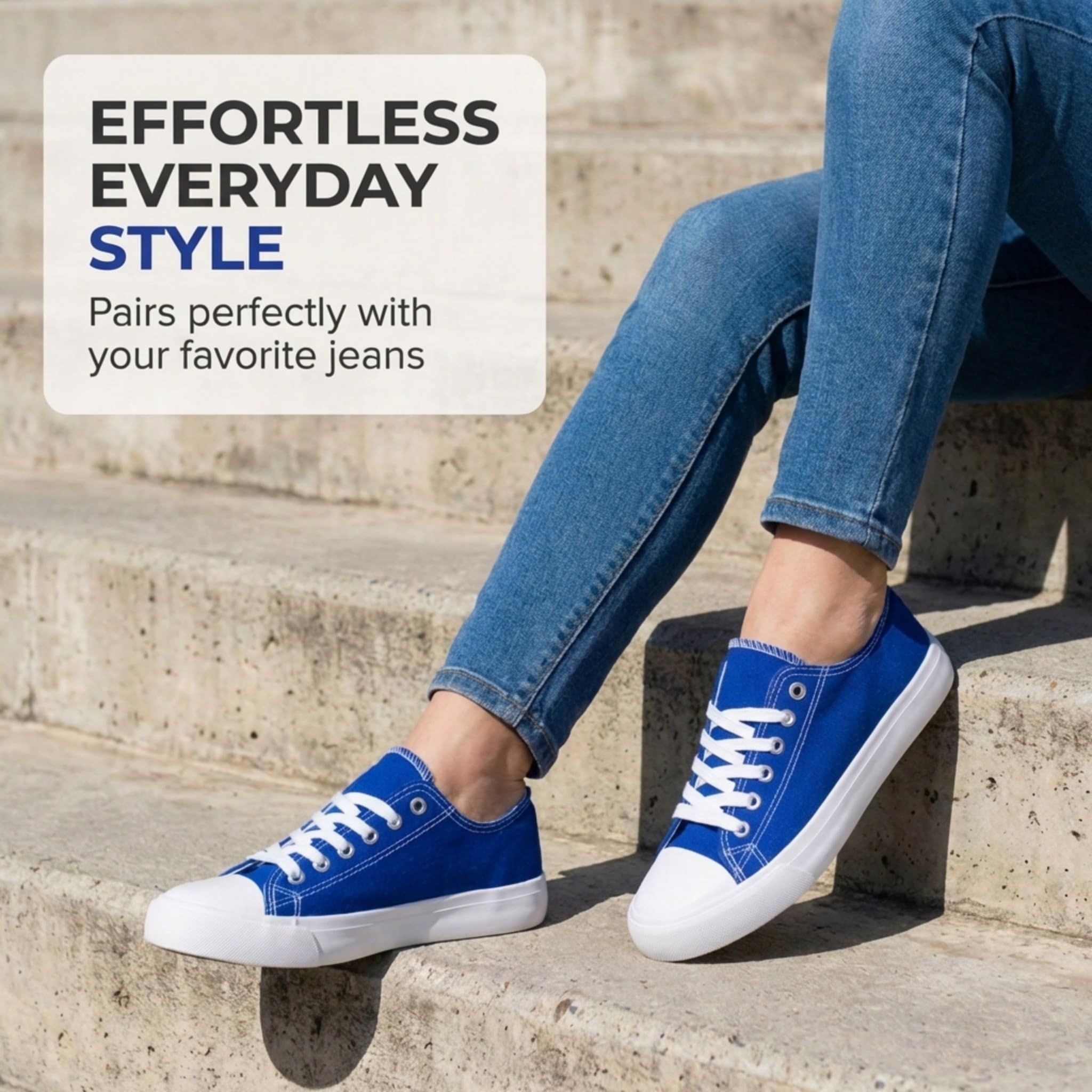 hello basics Canvas Shoes for Women Casual Low Top Women's Fashion Sneakers for Women (Cobalt, 9)