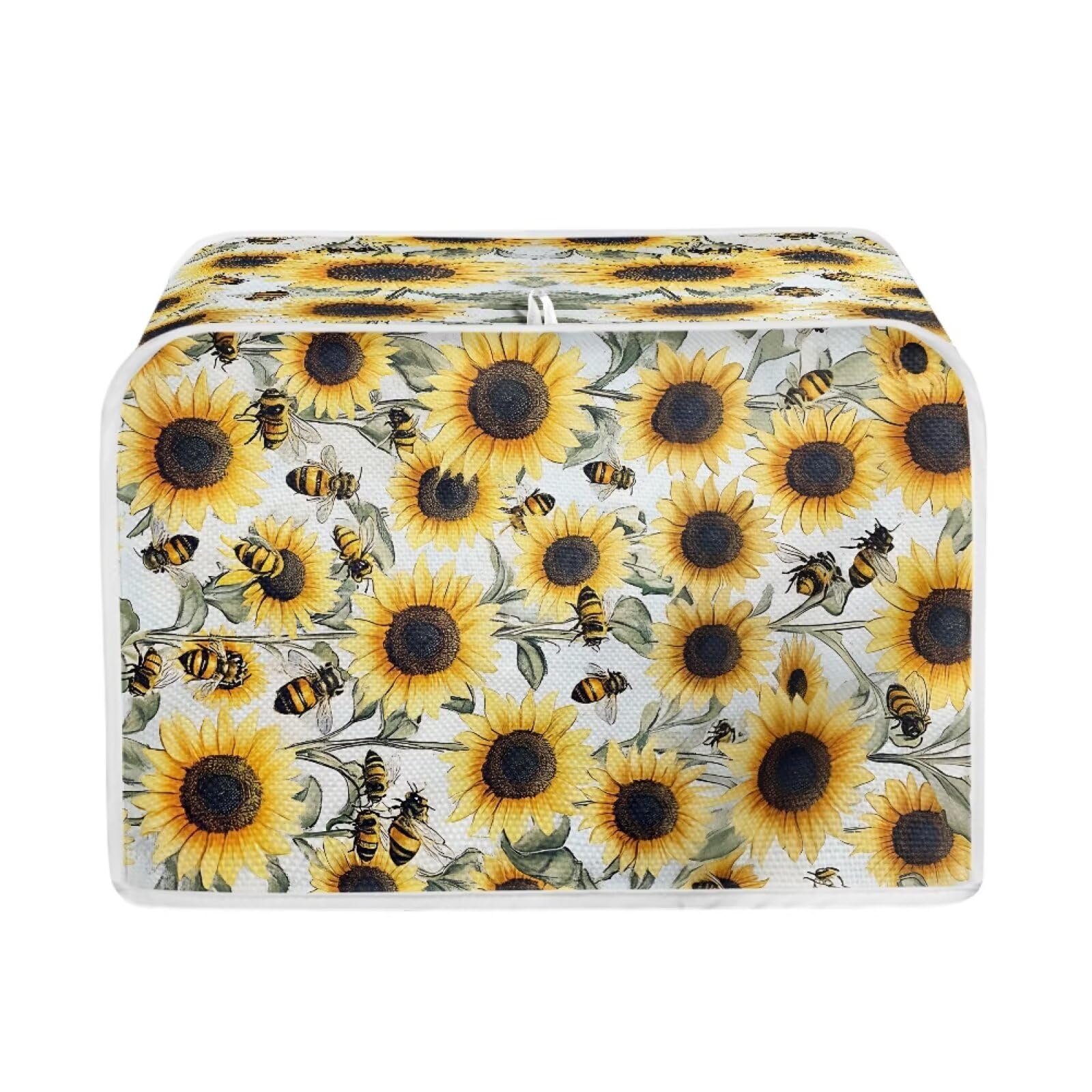Talayituse Sunflower Bee Print Toaster Cover 4 Slice Wide Slot, Lightweight Bread Maker Cover Dust Protection Washable Appliance Bag, M